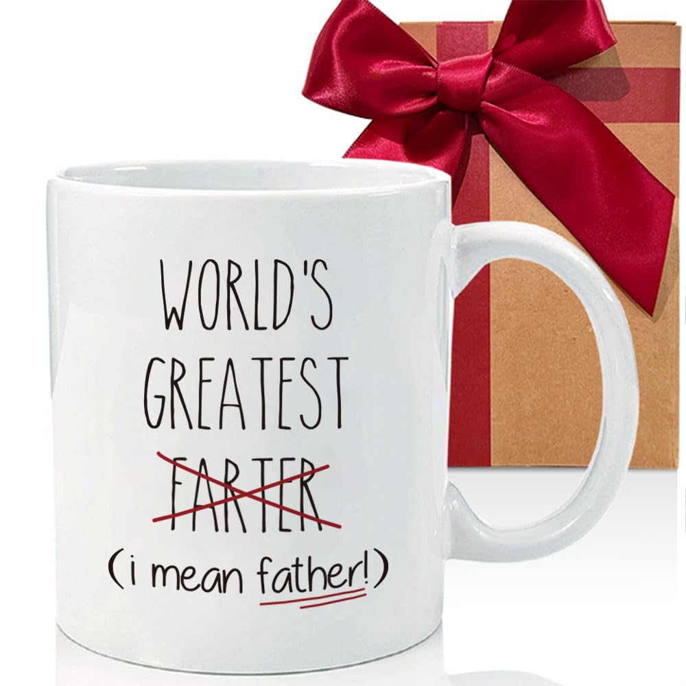 CATABUBU Funny Dad Mug, World’s Greatest Father, Best Father Ever Mug, Funny Father's Day Coffee Mug Gifts for Dad from Kids Son Daughter, Birthday Mugs Gifts for Father, Christmas Gag Gifts-50