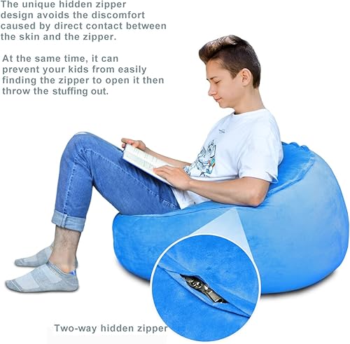 Miniatura 5 de Funda para silla puf, almacenamiento de animales de peluche, organizador de juguetes de felpa, funda para sillas de puf para niños, adolescentes y