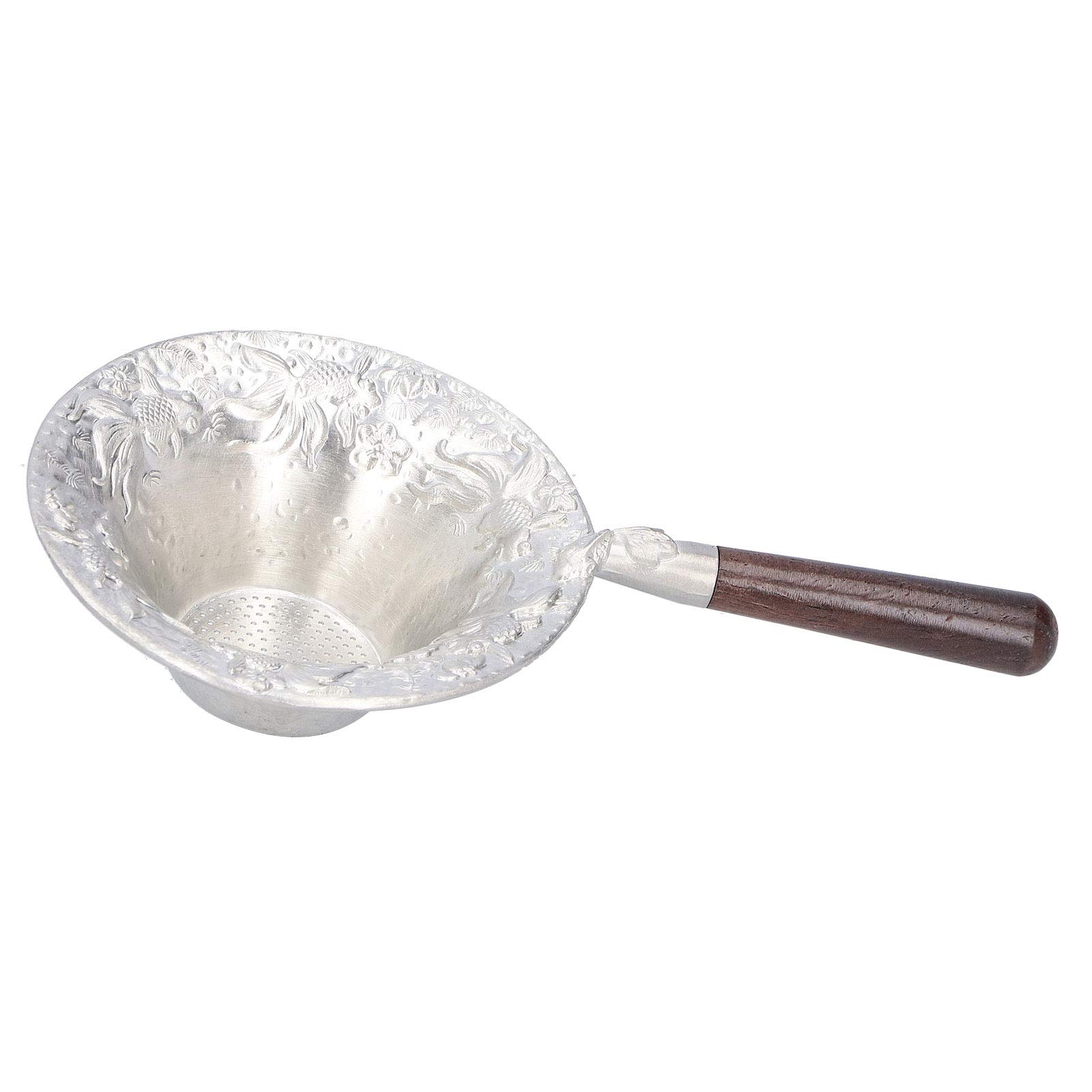 SIXRUN Colador de té, Filtro de té de Hojalata con de Sándalo Negro, Colador de Hojas Sueltas de Malla Fina, Filtro de Preparación de Reutilizable de 15 X 7,8 Cm para Uso Doméstico en la Ceremonia