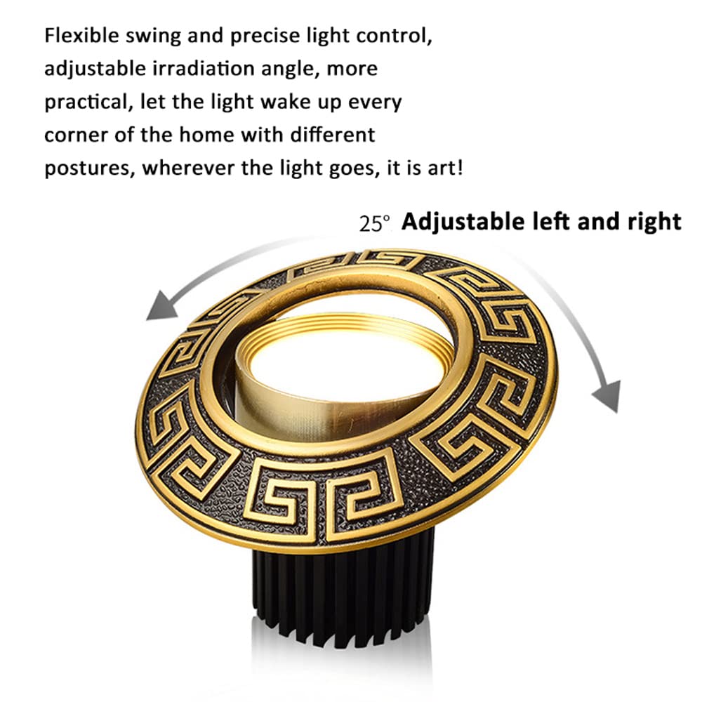 Mosiężny reflektor wpuszczany LED ze złotą obwódką (5 sztuk), lampa sufitowa 2,5/3,5", kształt gałki ocznej 3 W 5 W 7 W 10 W 12 W Reflektor bez obudowy okrągła tarcza światło 3000 K | 40