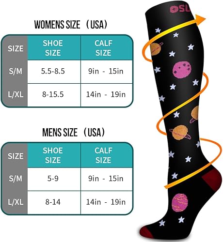 Miniatura 7 de COOLOVER - 6 pares de calcetines de compresión con cobre para mujeres y hombres, el mejor soporte para correr, atletismo, enfermería, viajes