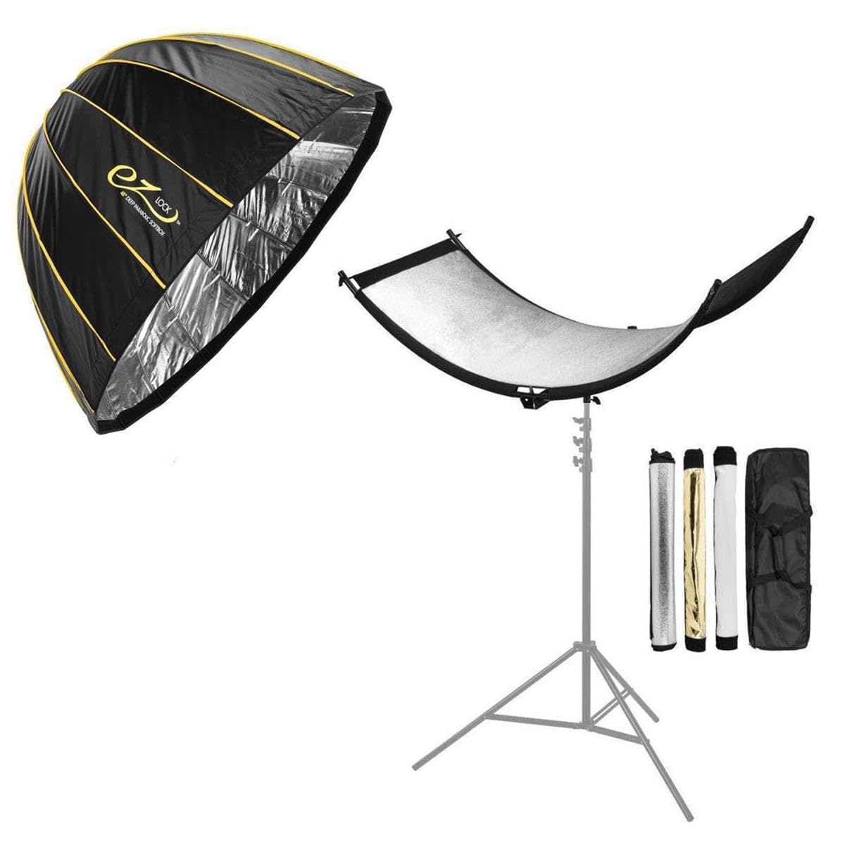 Glow EZ Lock 48" Deep Parabolic Quick Softbox, 16-Sided Parabolic Softbox Opens Up and Closes Down 'Umbrella' Style, this Bowens Mount Softbox with Quick Speedring Swap is an Ideal Speedlight Soft box