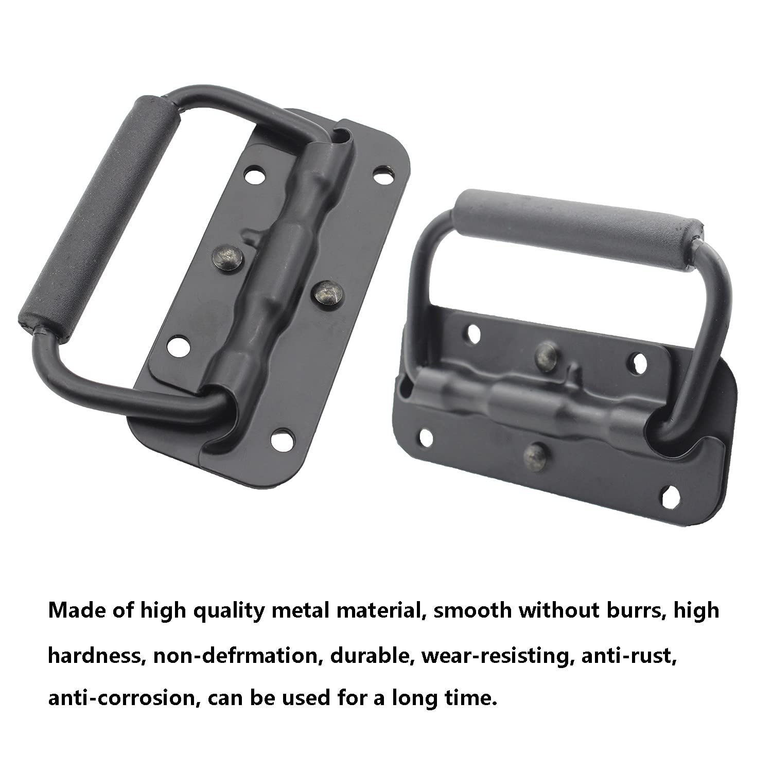 2 Pack Spring Loaded Pull Handles TTZEZE Surface Mount Chest Handle with Rubber Grip Handmade Chest Trunk Lifter — view 5