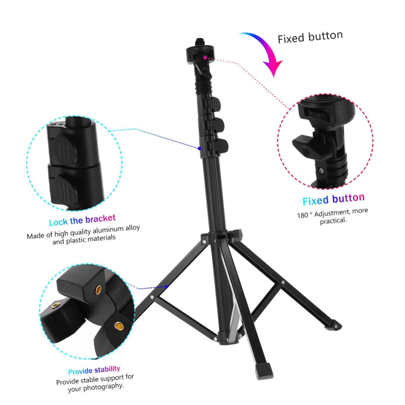 BESTonZON 1.28m Treppiede Fotografico Regolabile Alluminio Per Smartphone e Live Streaming Supporto Leggero e Stabile Per Fotocamere e Treppiede Design Pratico e Resistente Compatibile Con