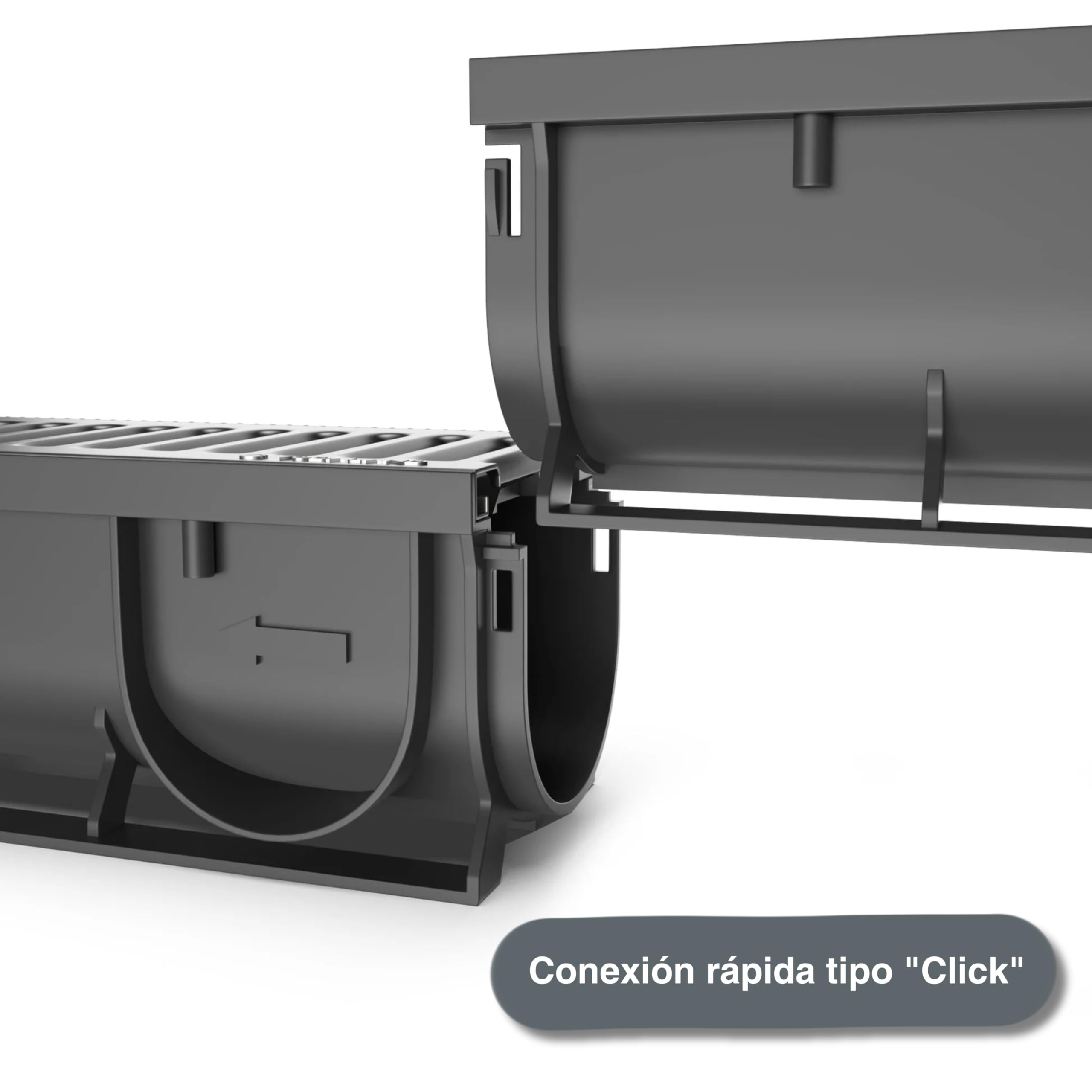 VODALAND - Canaleta de Drenaje Easy 1 con Rejilla de Acero INOXIDABLE - Kit de 5 Metros | Drenaje Eficiente y Estético para Jardines, Terrazas y Áreas Exteriores | Solución Perfecta para tu Espacio