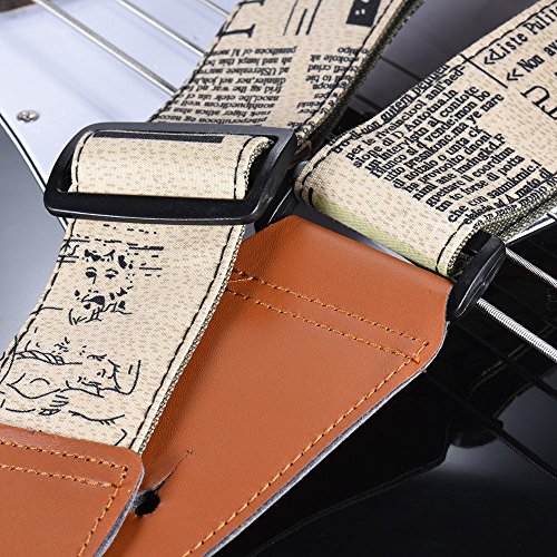 HUIOP Confortável Ajustável Shoulder guitarra bracelete de couro sintético Termina em acústica Folk