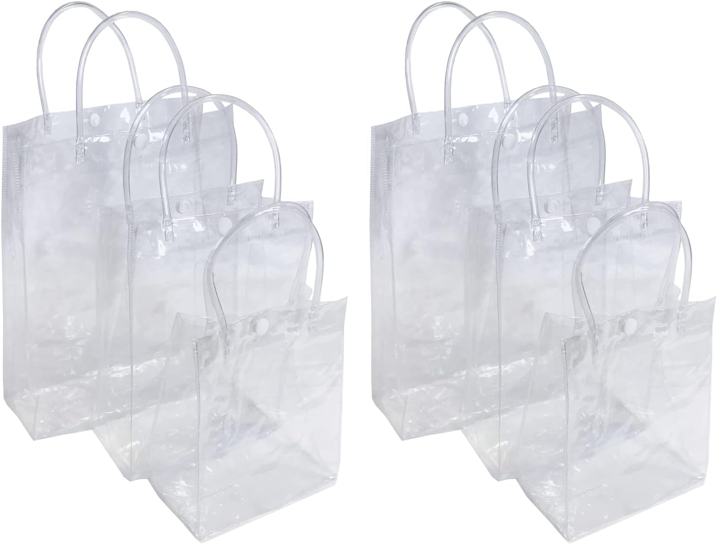 HYMAOME 6 Clear PVC Gift Bags Plastic Tote Bags Transparent