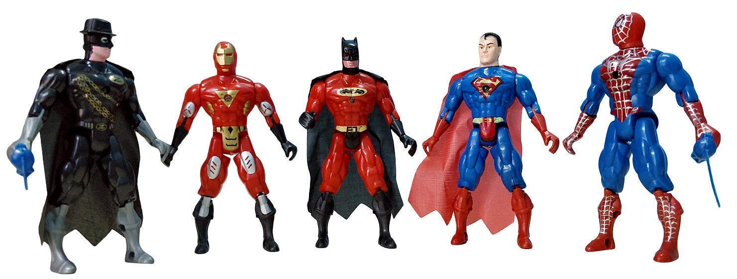 FAVELA 5 in 1 Avengers Twist and Move Action Figure Set with Projection Light
