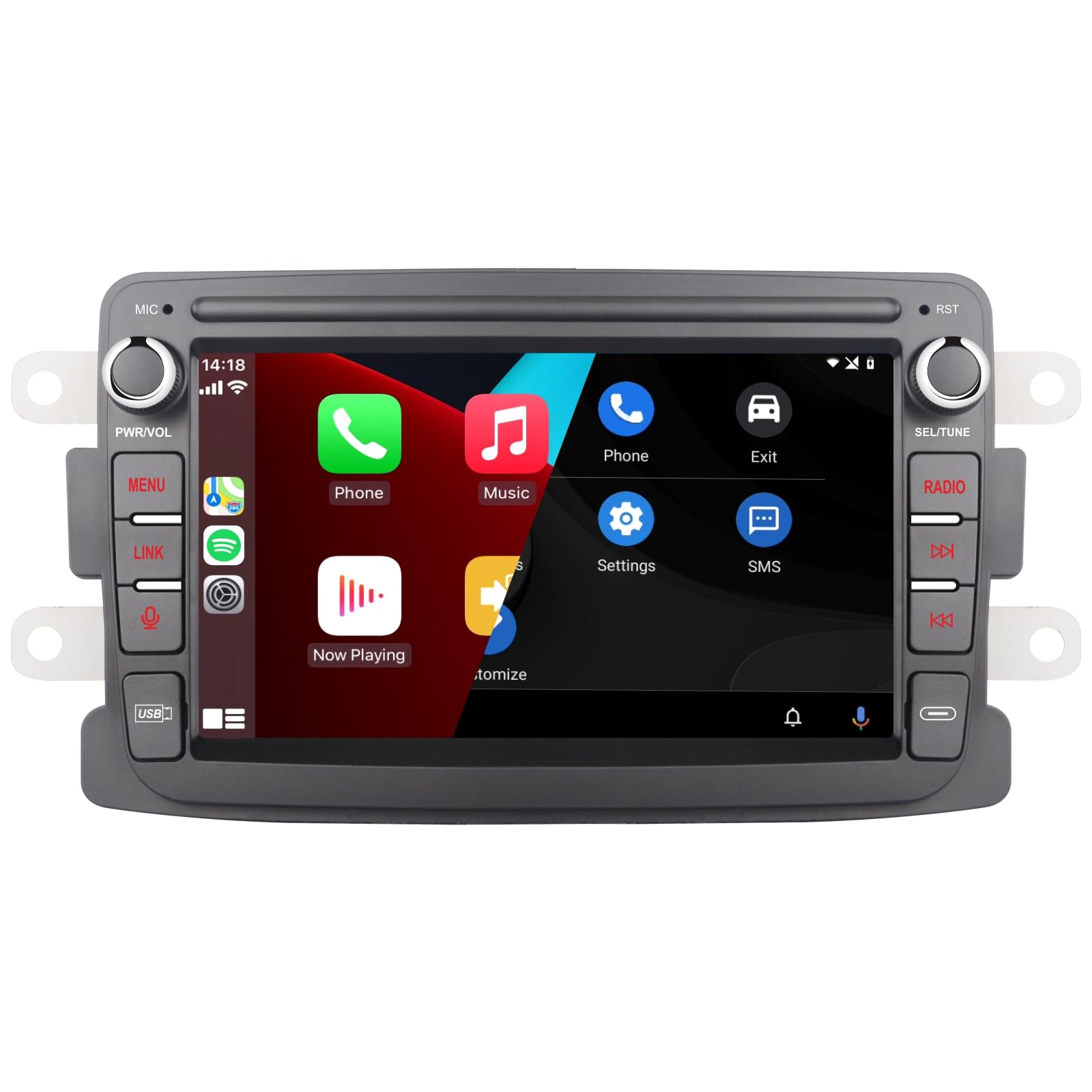 YZKONG Autoradio per Renault Dacia Duster Sandero Logan Dokker Capture con wireless CarPlay Android Auto 7-Zoll Touchscreen multimédia Player Radio Bluetooth/RDS/FM/AM/Mirror Link