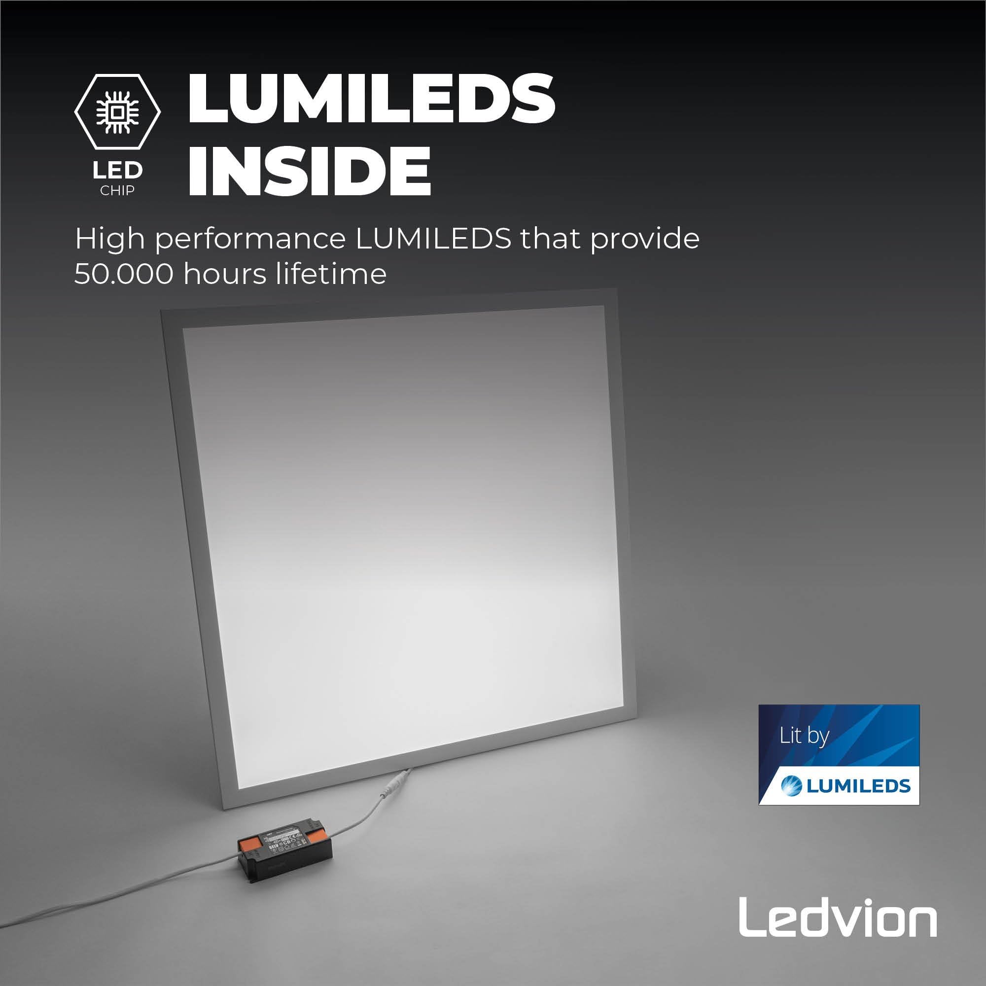 Ledvion - Pannello LED Dimmerabile, 60x60, 36W, 4000K, 4000 Lumen, Apparecchio da Incasso per Soffitto a Griglia, Inclusi driver LED e connettore rapido