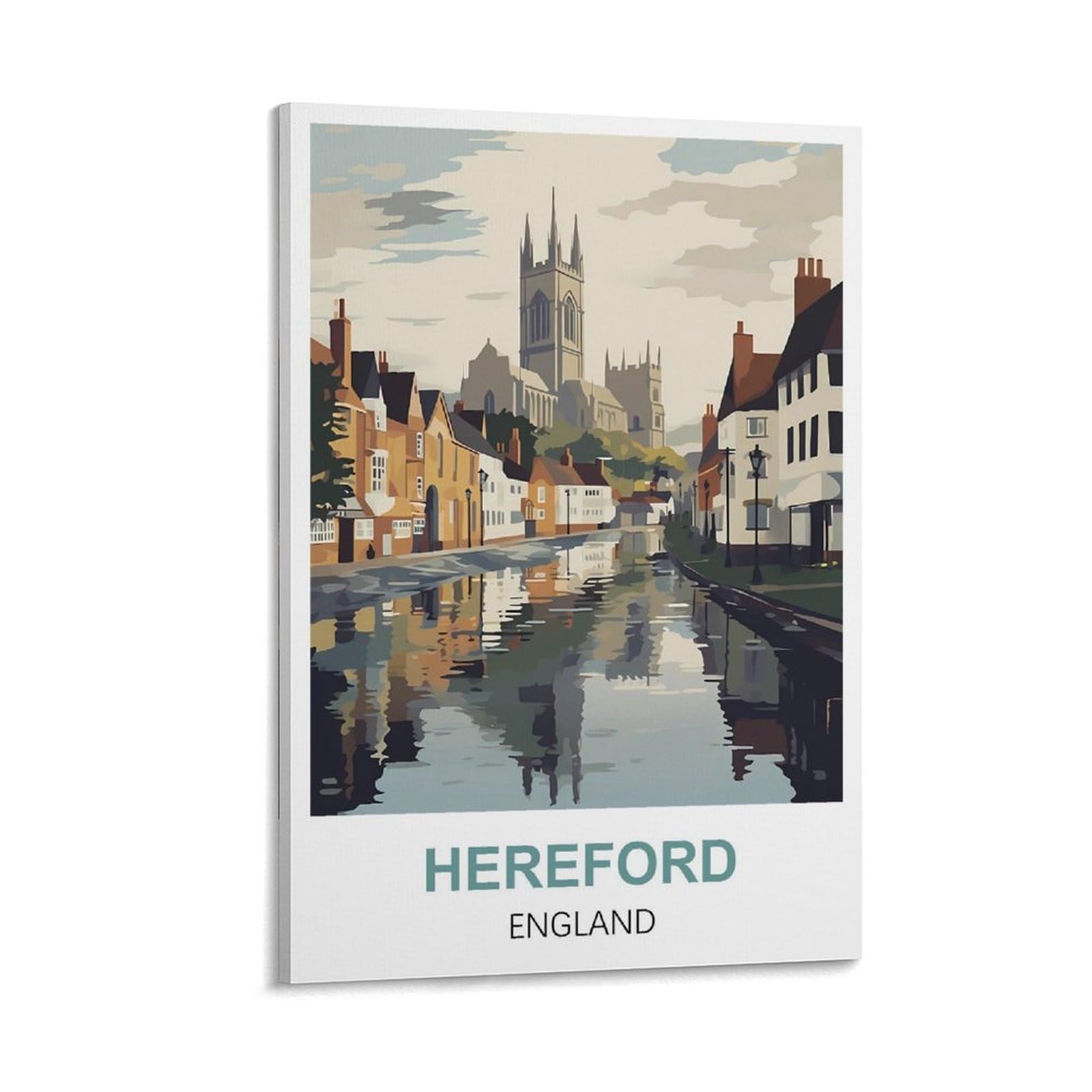 Whcheeh Frame-Style Hereford England Vintage Travel Poster 08X12inch(20X30cm) Canvas Art Print Wall Art Decor Picture