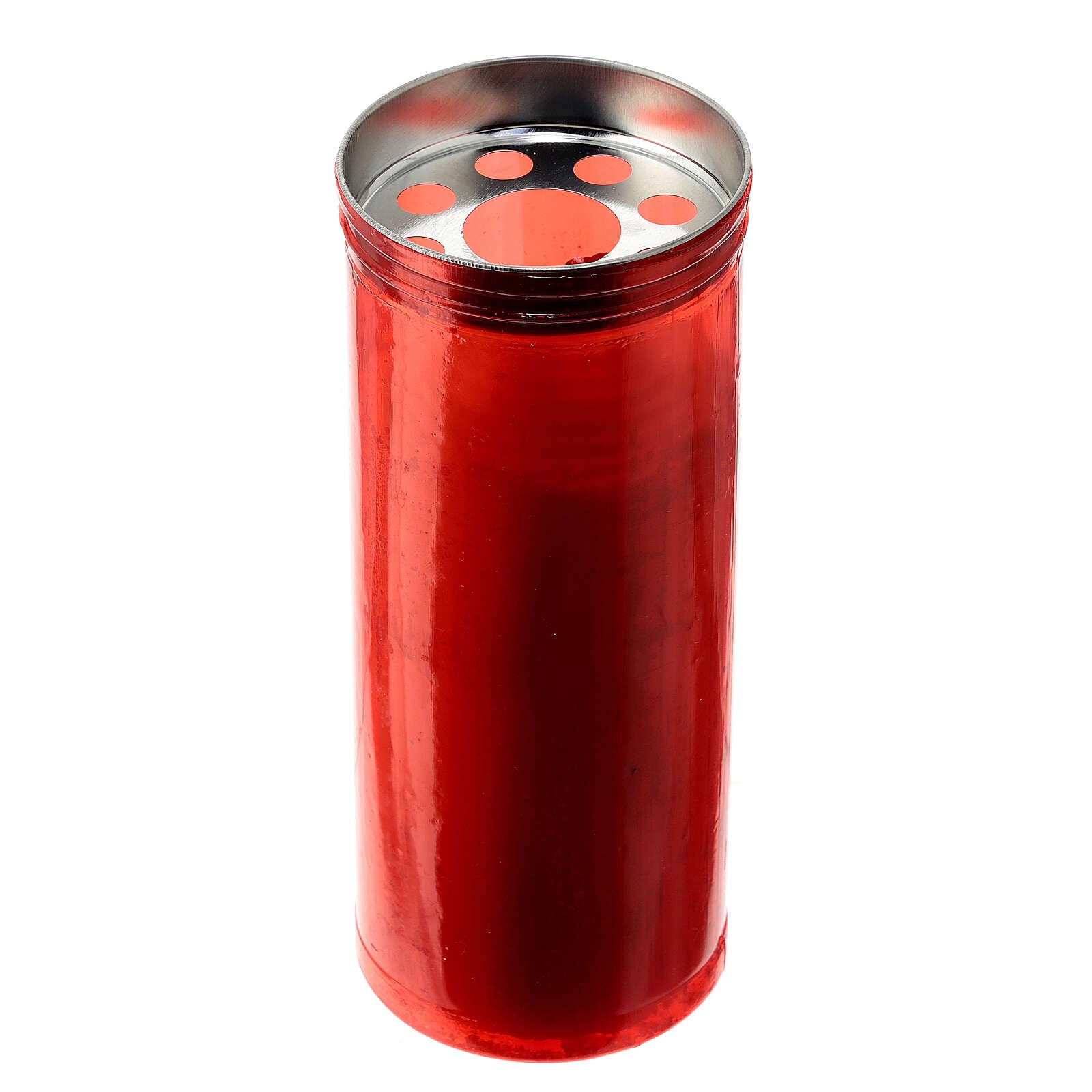 Red Votive Candle, White Wax, Image of Jesus, 8 cm of Diameter