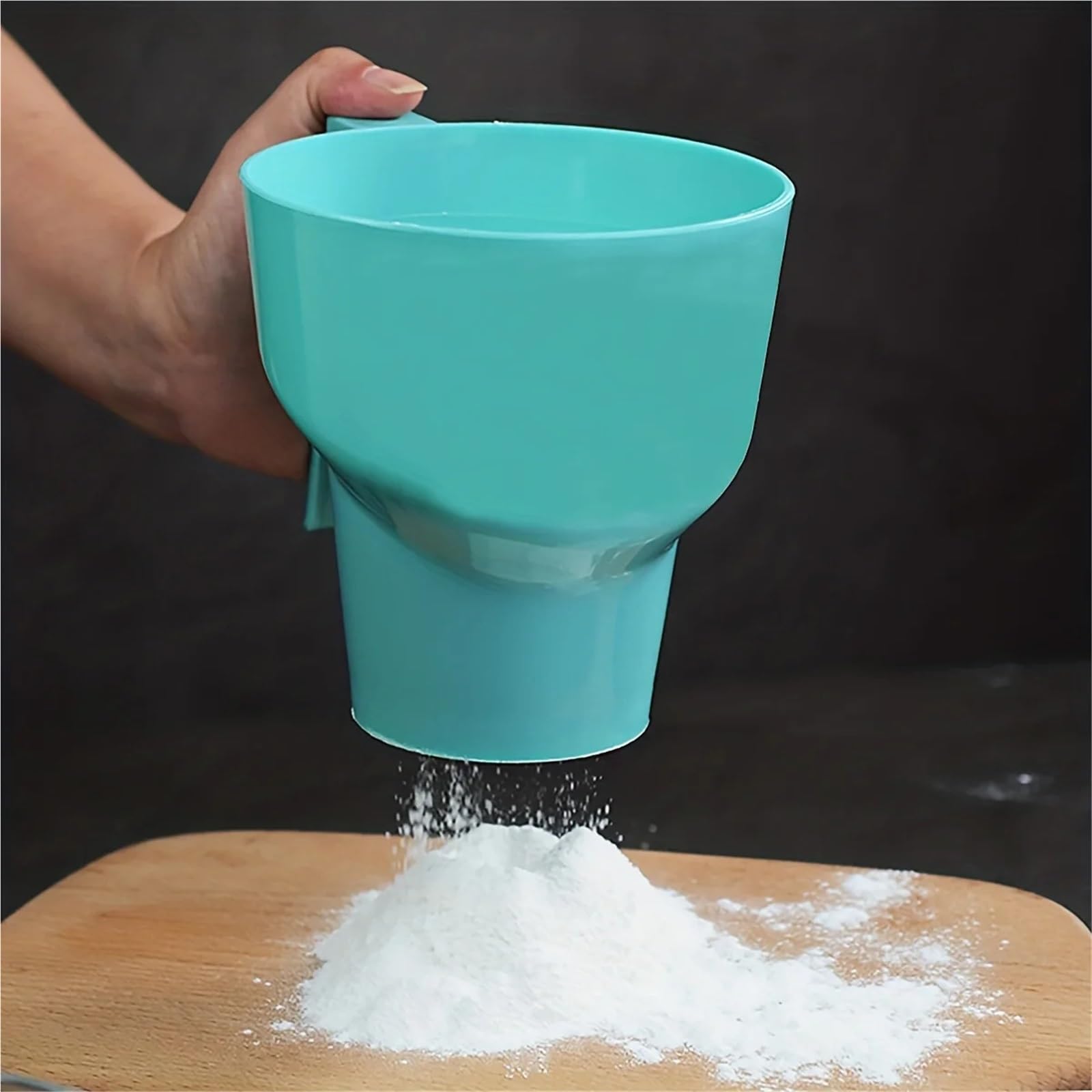 Ręczny zestaw przesiewaczy do mąki – 2 szt. plastikowy shaker do pieczenia i sitko do drobnego proszku idealne narzędzie kuchenne do przesiewania mąki, cukru i kakao - łatwe w użyciu i czyszczeniu