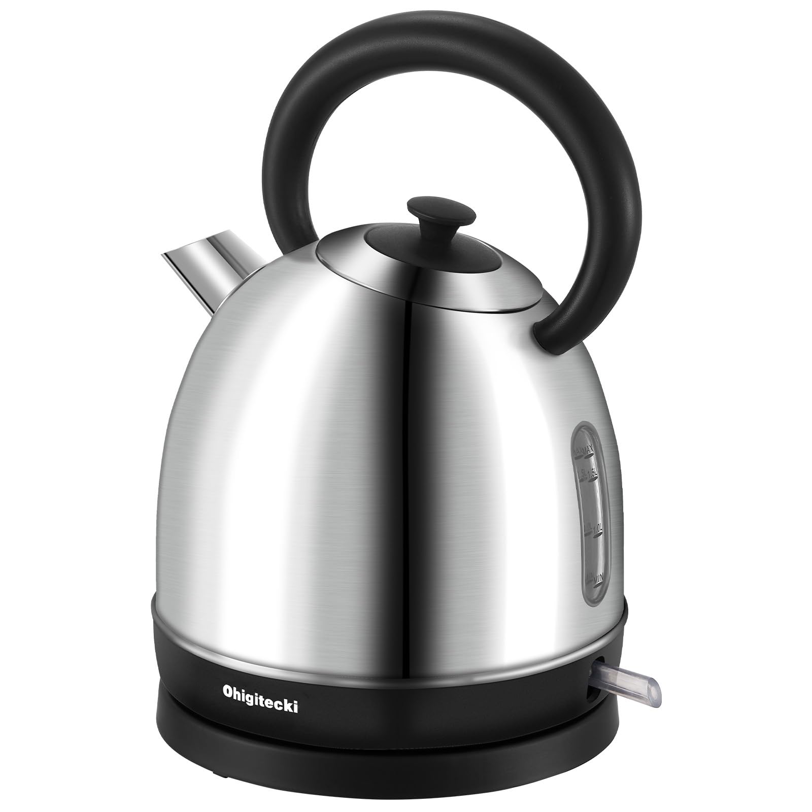 1.7L Electric Kettle, Cute Water Boiler with Thermometer & Auto Shut-Off, 1200W Fast Boiling Kettle for Home Kitchen Office, BPA-Free, Boil-Dry Protection (Stainless Steel Sanding)
