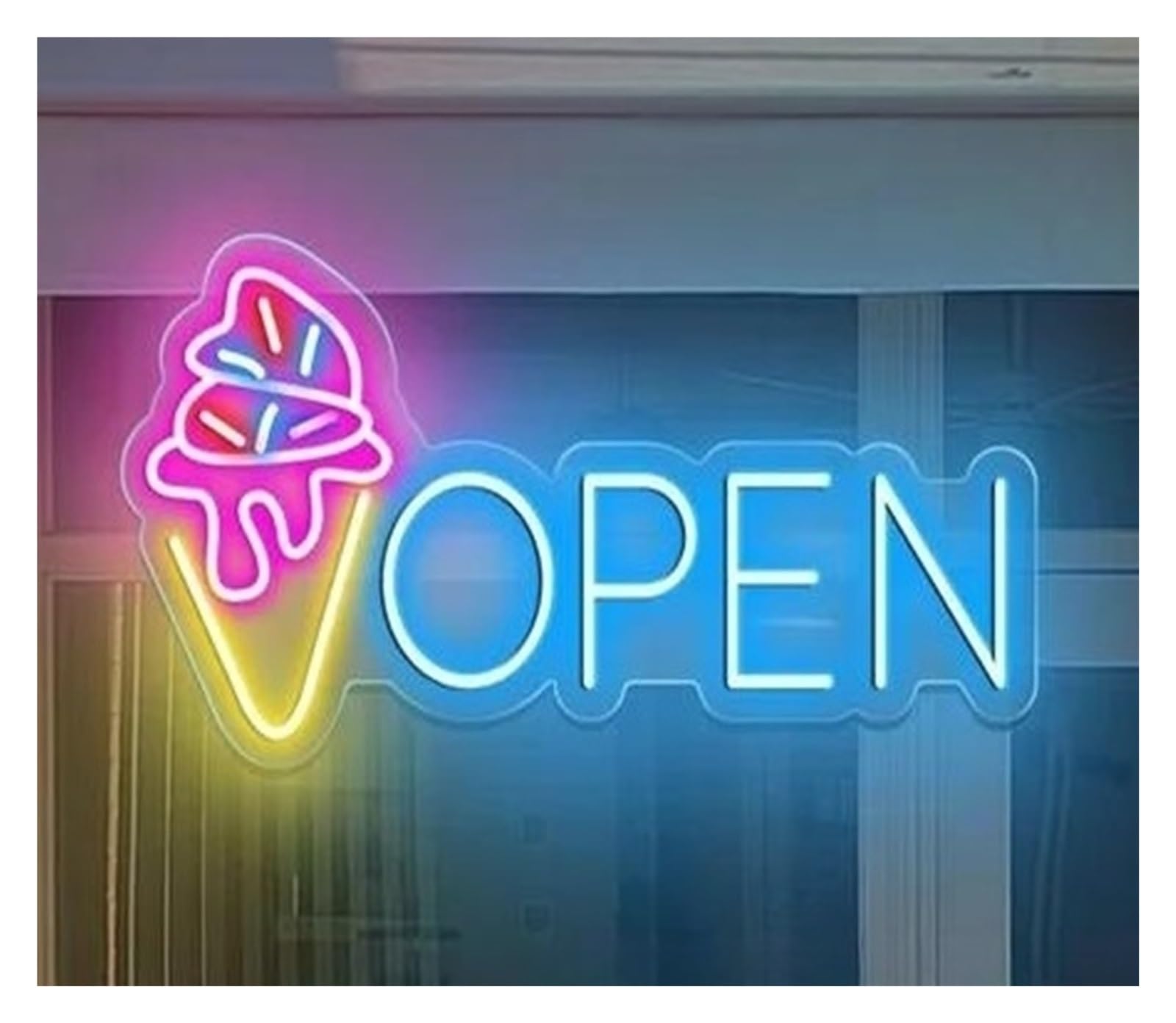 Shouxi A Sign Lamp Neon Open Ice Cream Open Sign Usb Powered For Business Shop Coffee Store Party Decoration Lamps 40Cm(A)