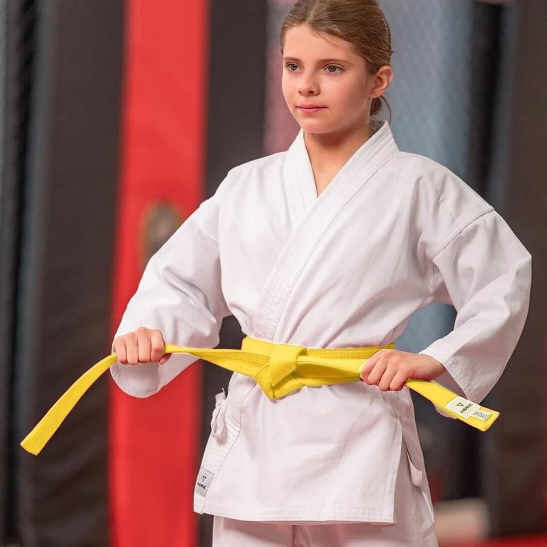 Cinturón amarillo de taekwondo, judo y karate (1 pieza, 220 cm) para niños y adultos, cinturón de artes marciales.