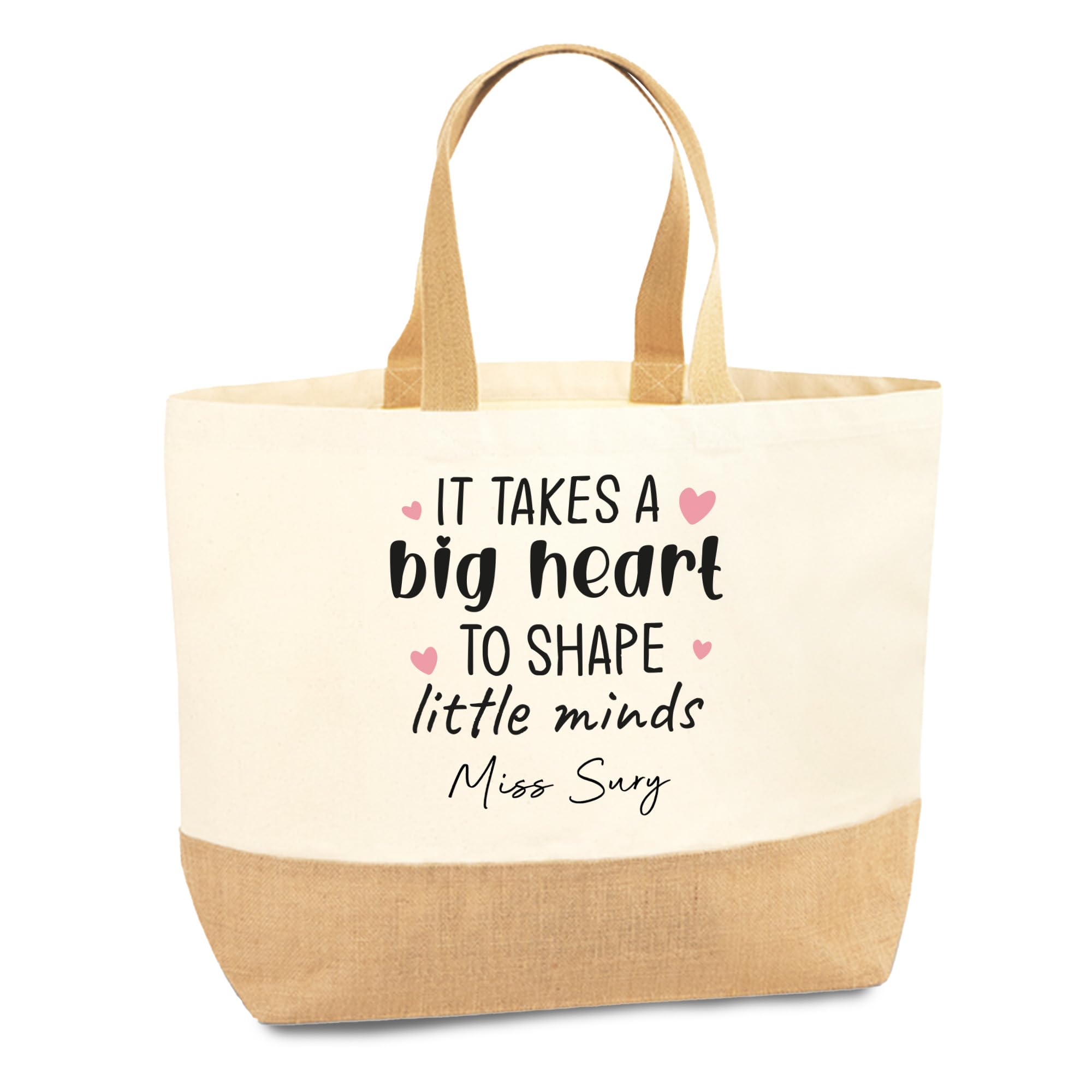 Personalised Teacher Bag with Name, Custom Teacher Tote Bag, Best Teacher Gift, Teaching Assistant Present, Teacher Stuff Bag, Teacher Thank You Gift, Jute Shoulder Bag