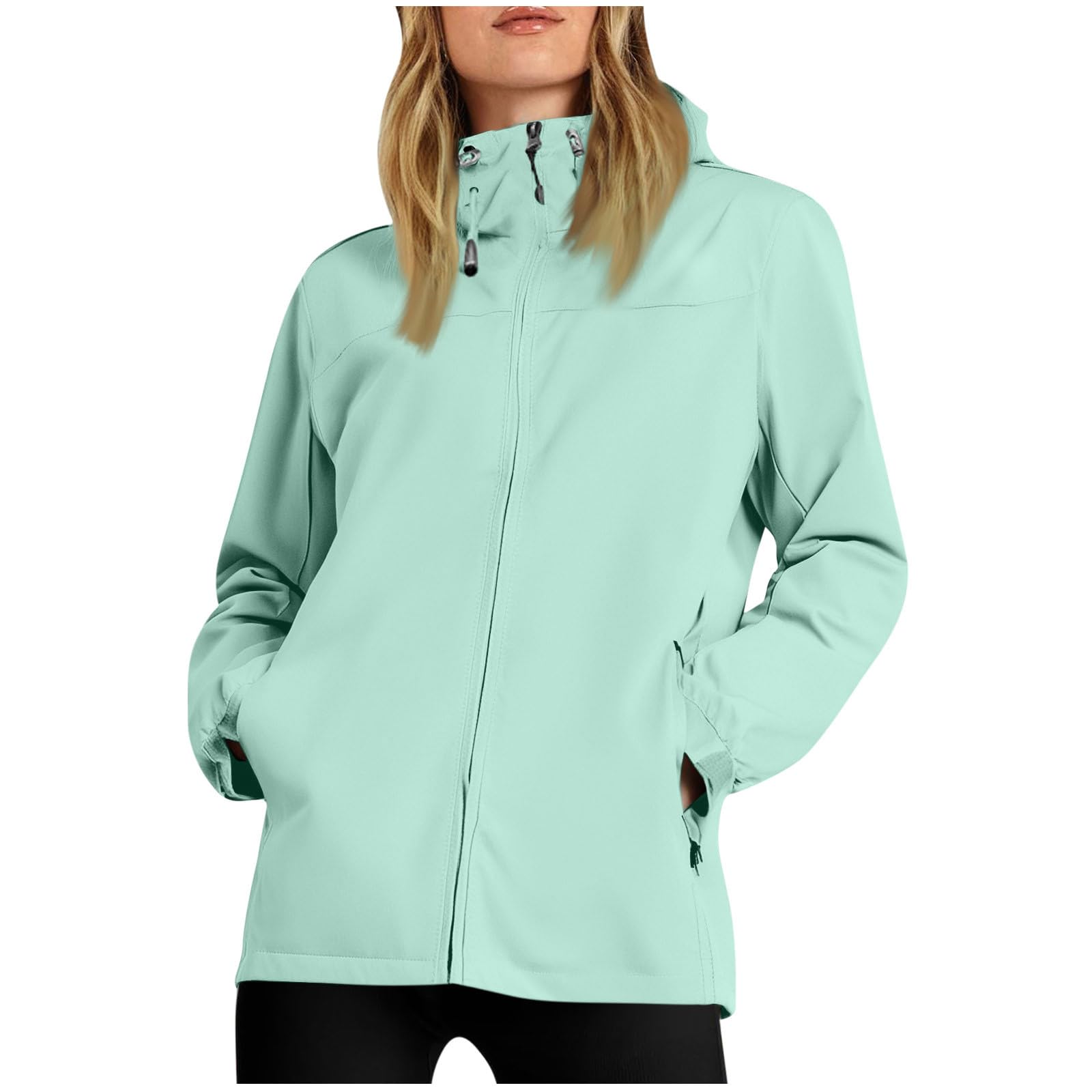 Plus Size Rain Jacket Women Waterproof Hooded Raincoats Travel Hiking Rain Coat Packable Windbreaker with Pockets — view 12