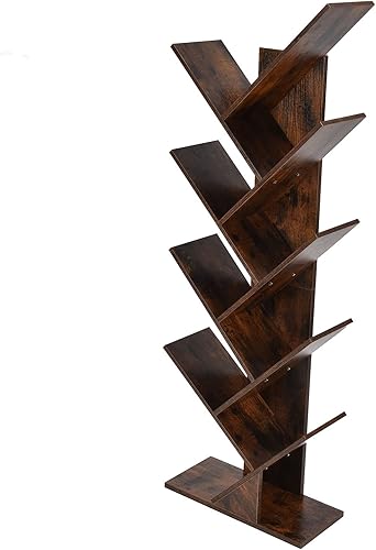 Miniatura 4 de TOPINCN Estantería de madera con forma de árbol de 9 capas, resistente, duradera, ahorra espacio, fácil de montar, capacidad para 5 libros de
