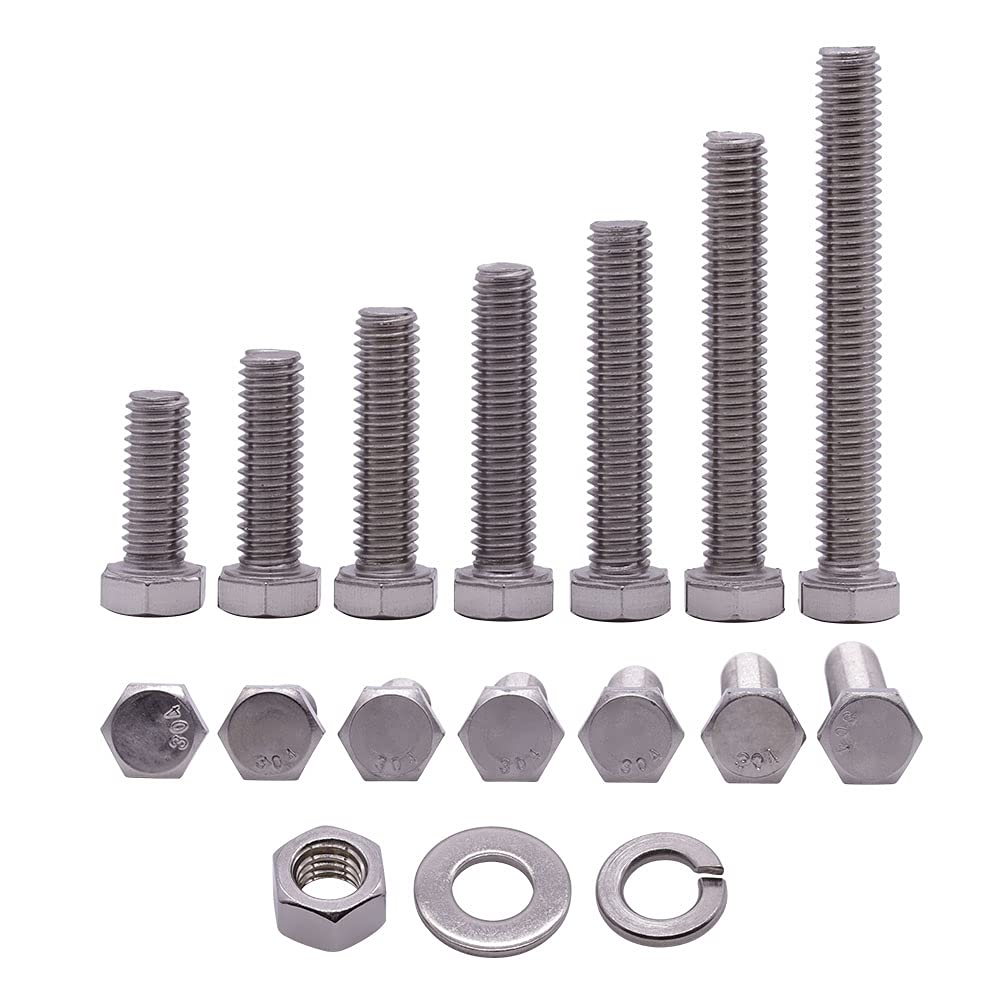 Stainless Steel Hex Bolts & Nuts Kit - 125 PCS -3