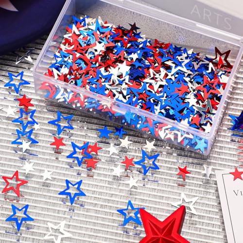 Image of JULBEAR Red White Blue Confetti, Patriotic Twinkle Stars Table Confetti Independence Day Decorations 4th of July Party Sprinkles Foil Sequins Table Centerpiece for Independence Day Supplies