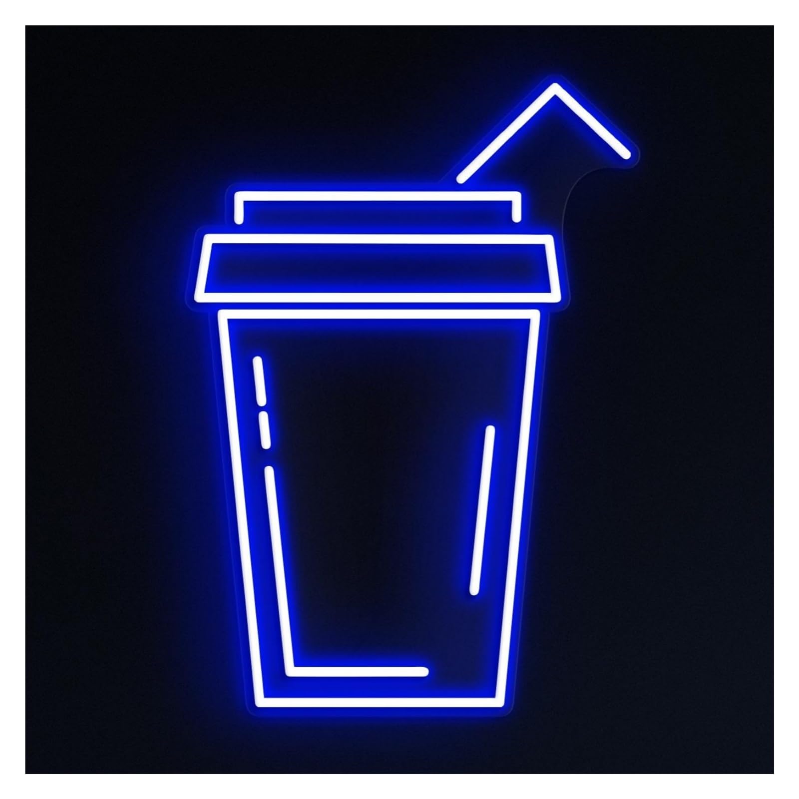 Decoración Lámparas Letrero De Neón Con Forma Vaso Para Bebidas, Ideal Para Decoración Bares Jugos, Brillo Ajustable 46cm(Segundo)