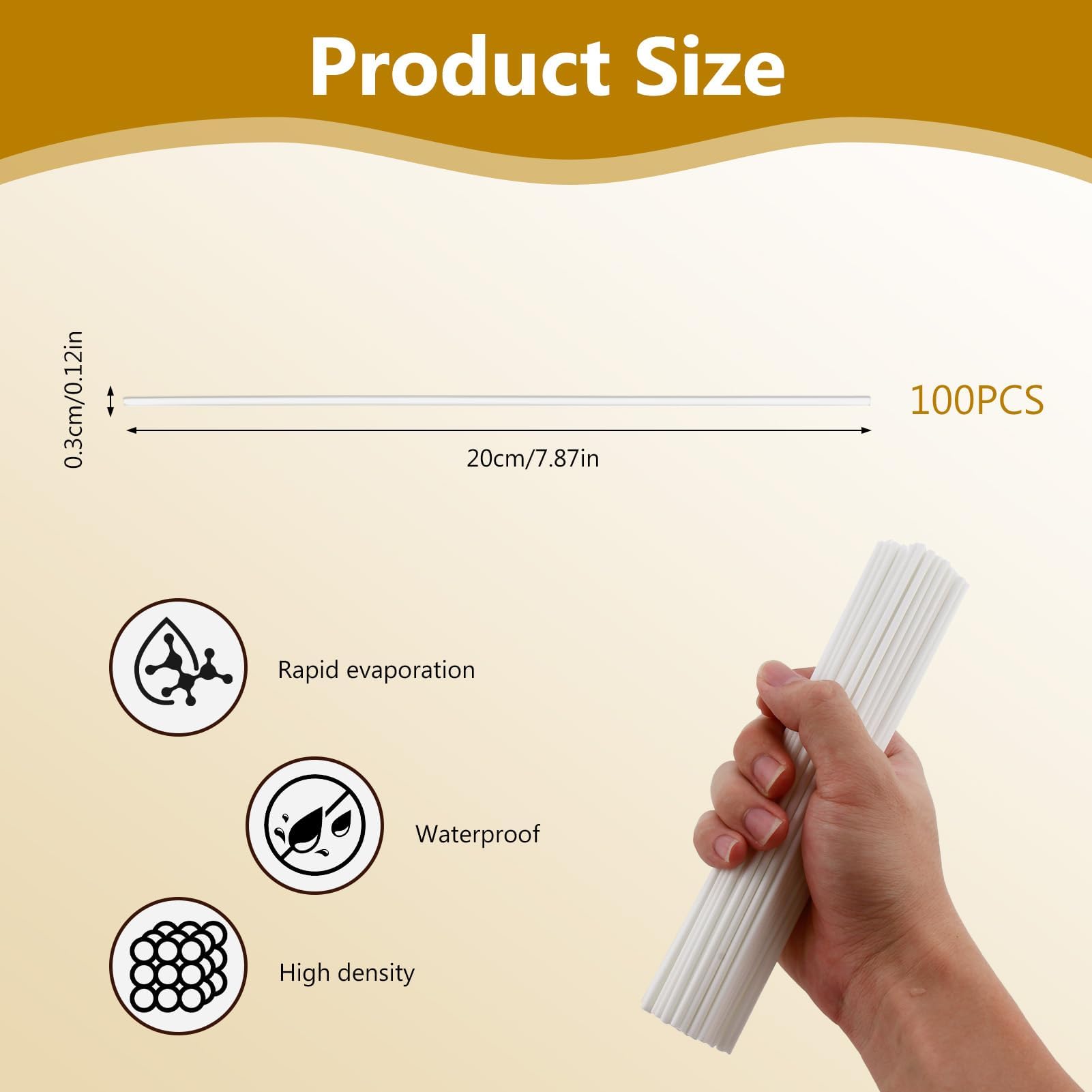 100 Piezas Varillas difusoras de Fibra de Repuesto, Varillas difusoras de Aceite Esencial, Repuesto para Difusores de Aroma, Ecológicas, Blancas, 20cm x 3mm