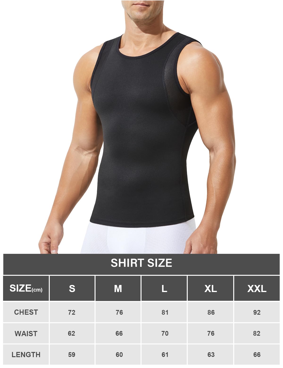 Shapewear Herren Kompression Tank Top Bauchweg Unterhemd | Ärmelloses Figurformendes Unterhemd Body Shaper, 20-25 mmHg, Atmungsaktiv Elastisch, Fettverbrennung, Haltungskorrektur