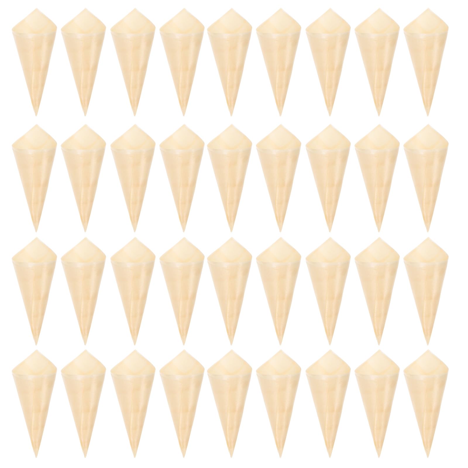 Ice Cream Packing Cones Wooden, 50Pcs 5.1 Inch Eco-Friendly Disposable Cones for Appetizers and Party Use