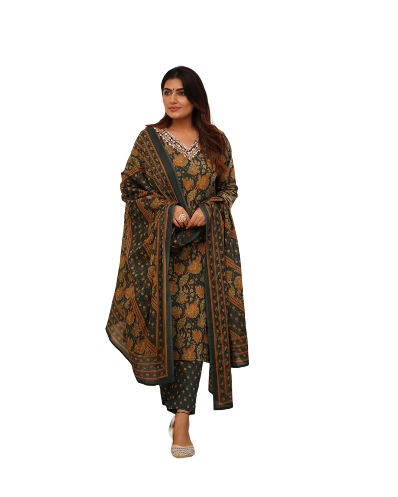Fabnex Cotton Blend Regular Women Kurta Set (K-91-B.Green-Xl