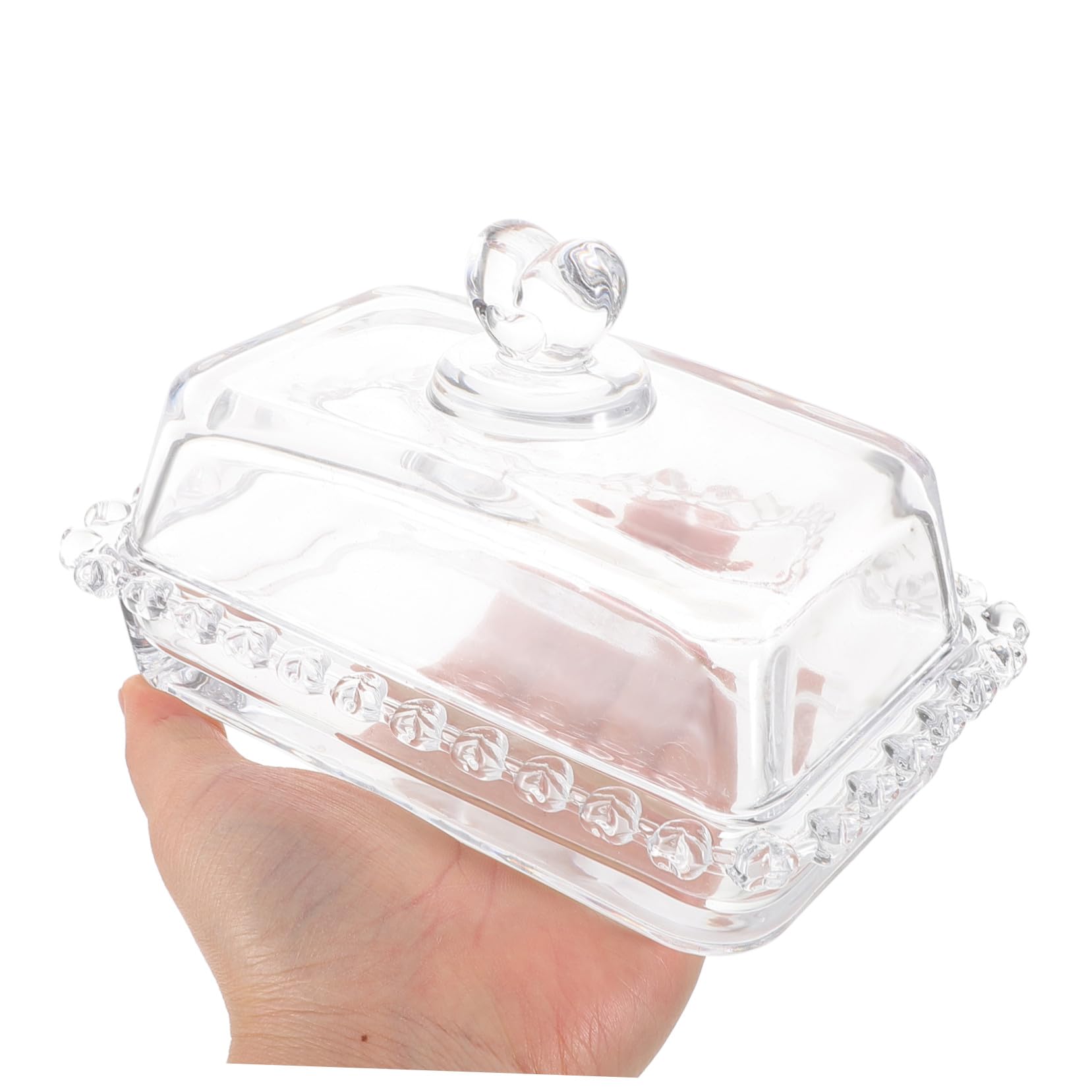 Beurrier En Verre Transparent Avec Couvercle, Plaque à Beurre Compacte, Verre Résistant, Conservation Fraîcheur, Usage Quotidien, Adapté Réfrigérateur, Modèle Cœur Design