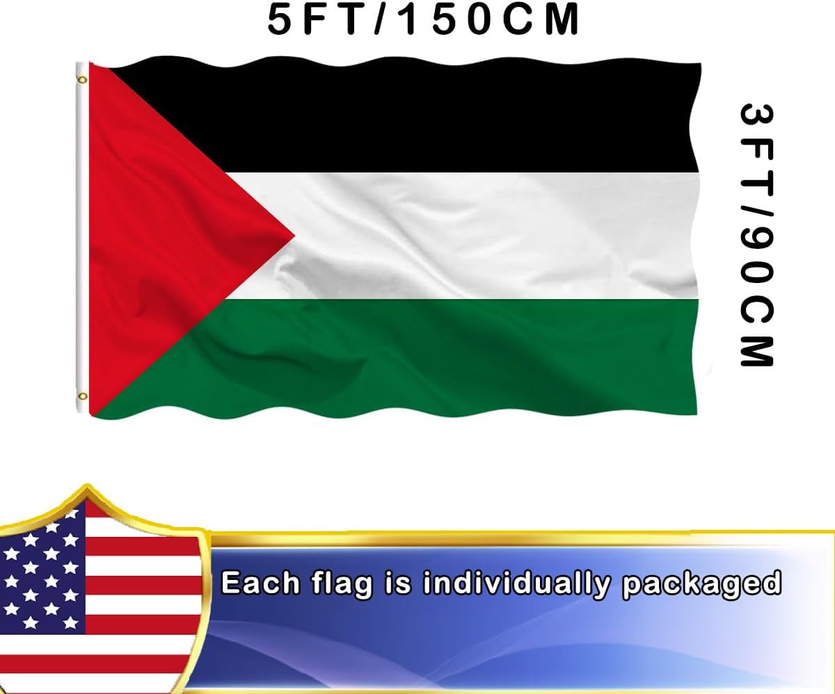 VOLTA Double Sided Palestine Flag 3x5ft, Outdoor Heavy Duty 3-Ply Durable Polyester Palestine Flag with Canvas Header/Brass Grommets for Indoor and Outdoor Decoration