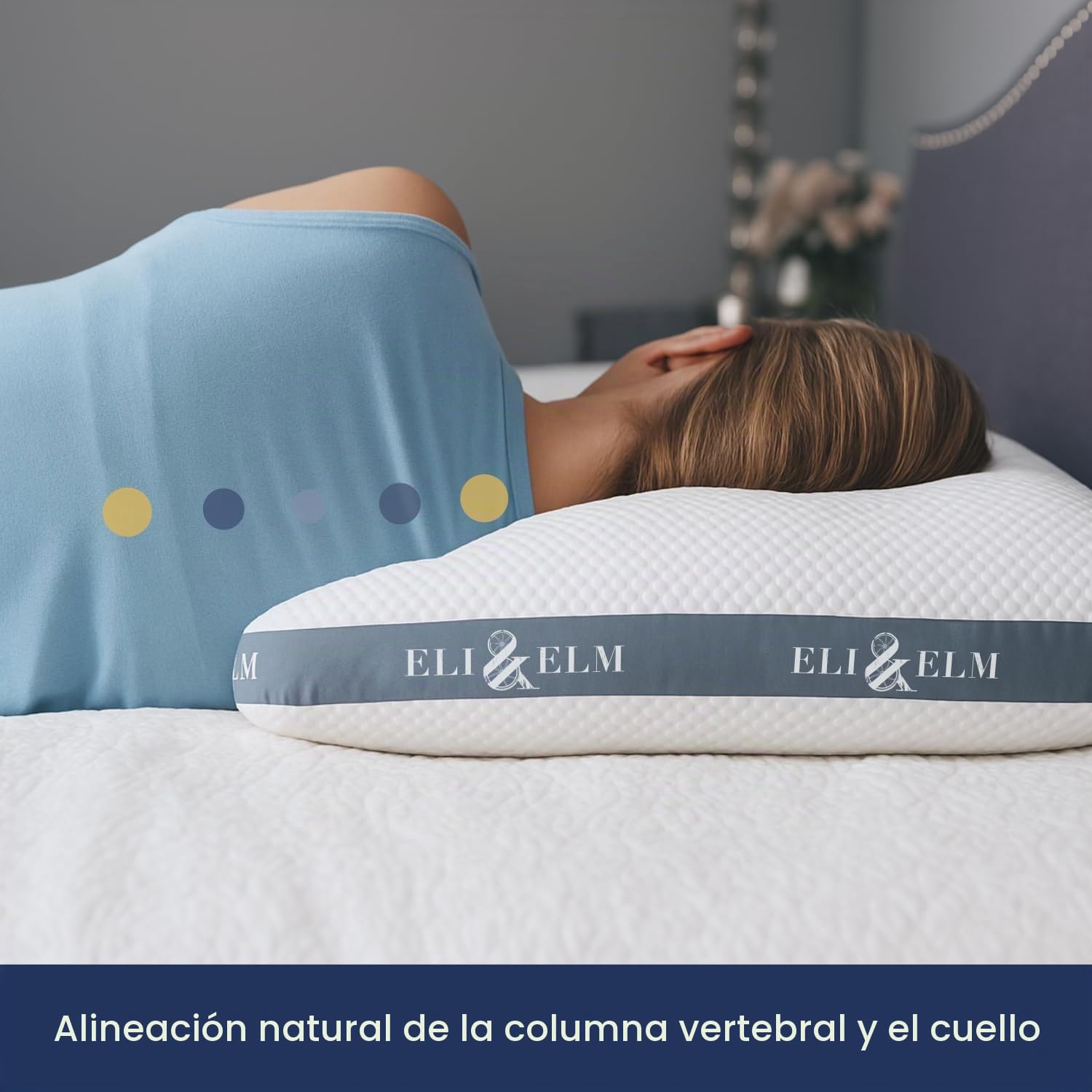 Eli & Elm Almohada para Dormir de Lado con Relleno Ajustable para Obtener la Almohada Curva de Contorno sueño de Alivio del Dolor de Cuello, Relleno extraíble de látex y poliéster