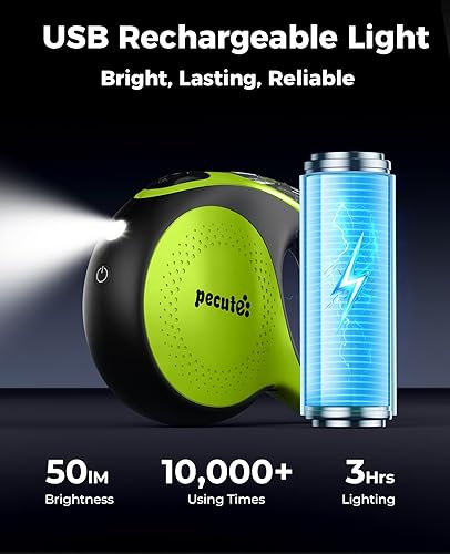 Miniatura 7 de Correa retráctil para perros grandes con luz recargable, correa retráctil resistente de 16 pies para mascotas con control de un botón, protección