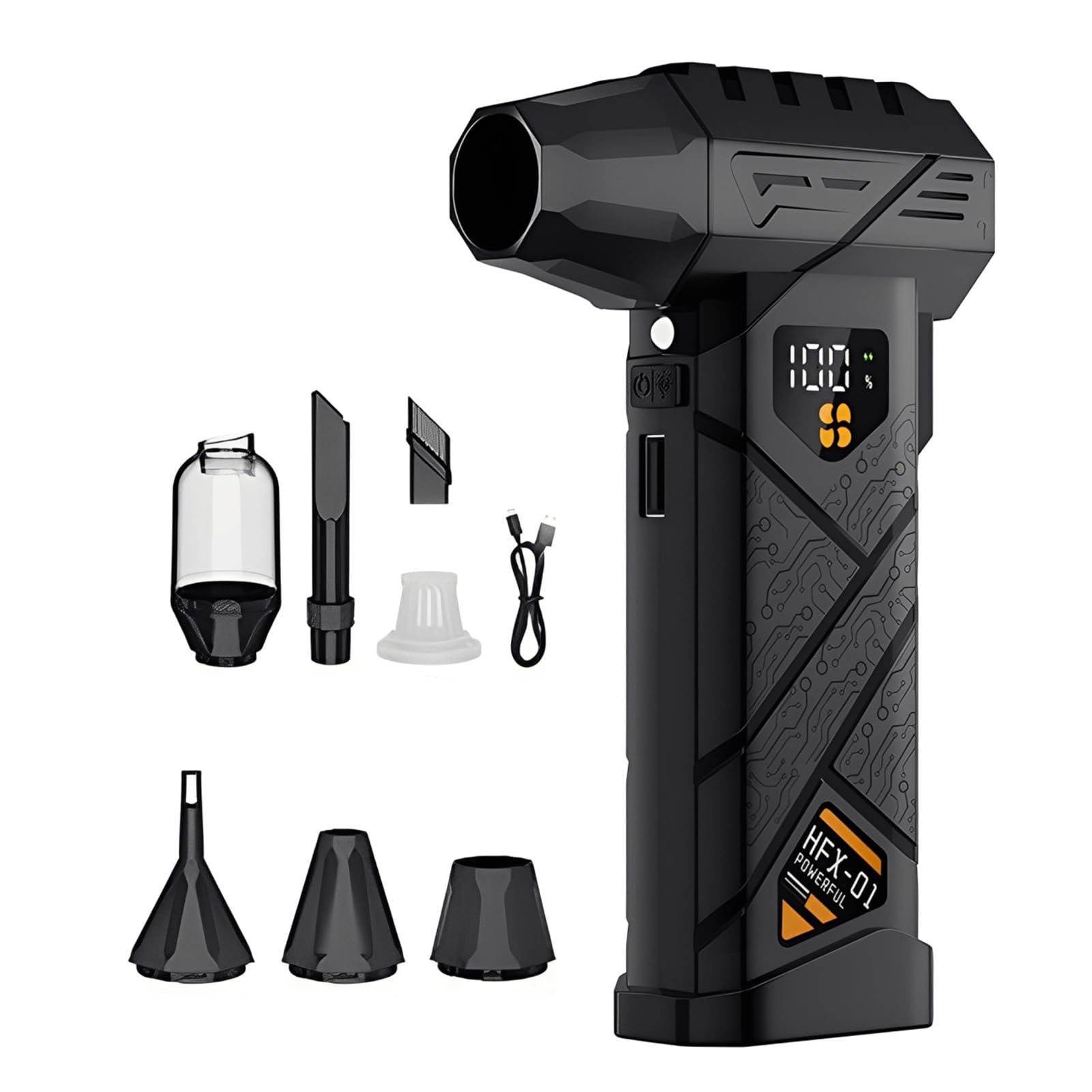 Soplador de Aire comprimido Mini Ajustable de 4 velocidades con luz LED, 130000 RPM, súper Potente, inalámbrico y Desmontable.