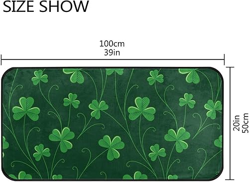 Miniatura 3 de WIHVE Tapetes de cocina antideslizantes para el día de San Patricio, diseño de trébol, 39 x 20 pulgadas