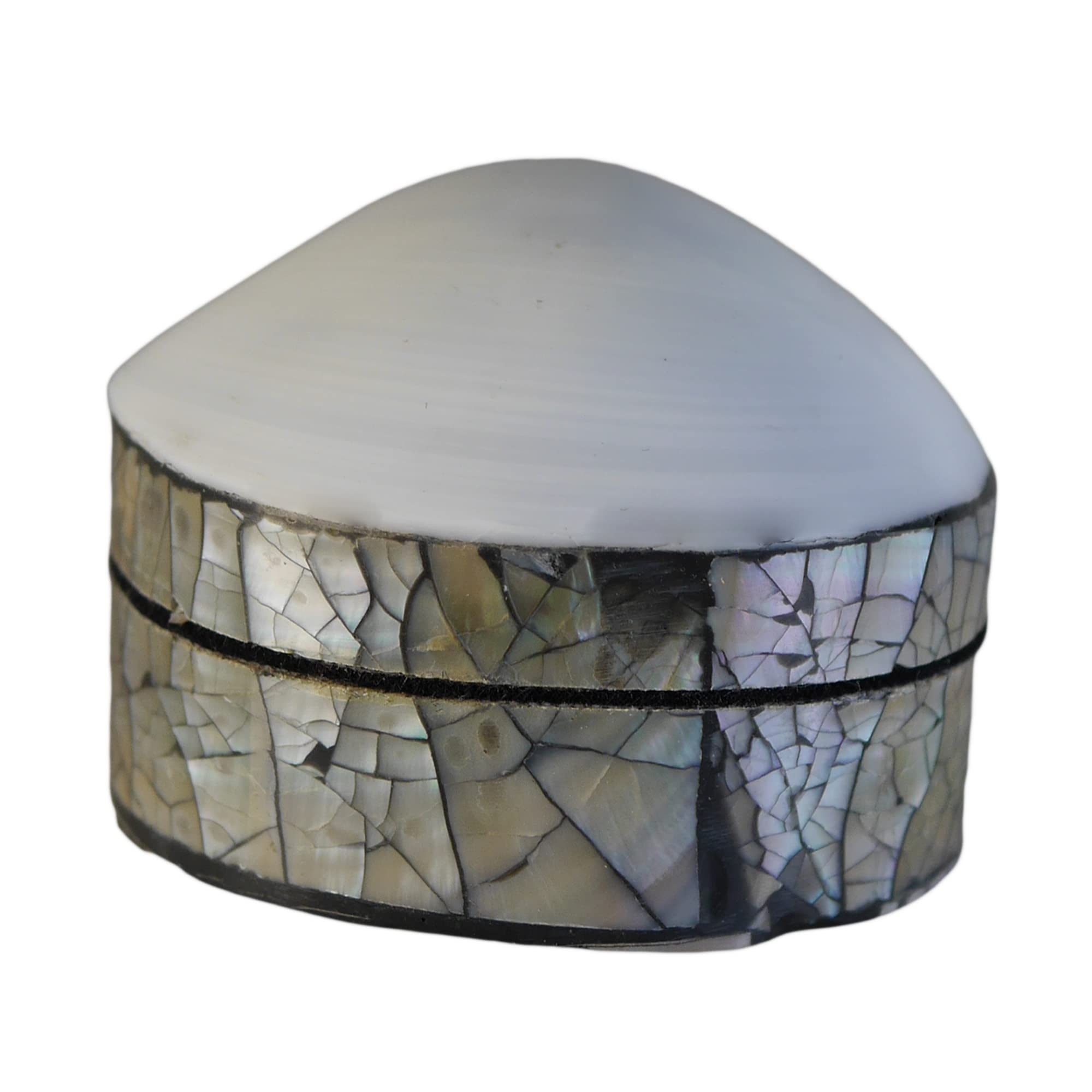ART-CRAFT Kleine Muschel Schatulle weiß Ring Box mit Deckel 
