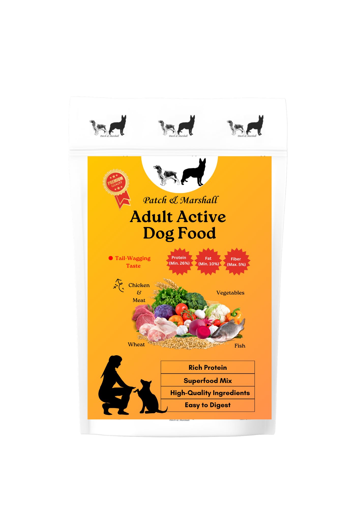 Patch & Marshall Dry Dog Food for Adult Dogs | 1 KG Grade Ingredients | Nutritionally Balanced Healthy Dog Food | Chicken & Vegetables Flavour | Suitable for All Breeds,Pack of 1 (B0D94NQ5SH) Amazon Price History, Amazon Price Tracker