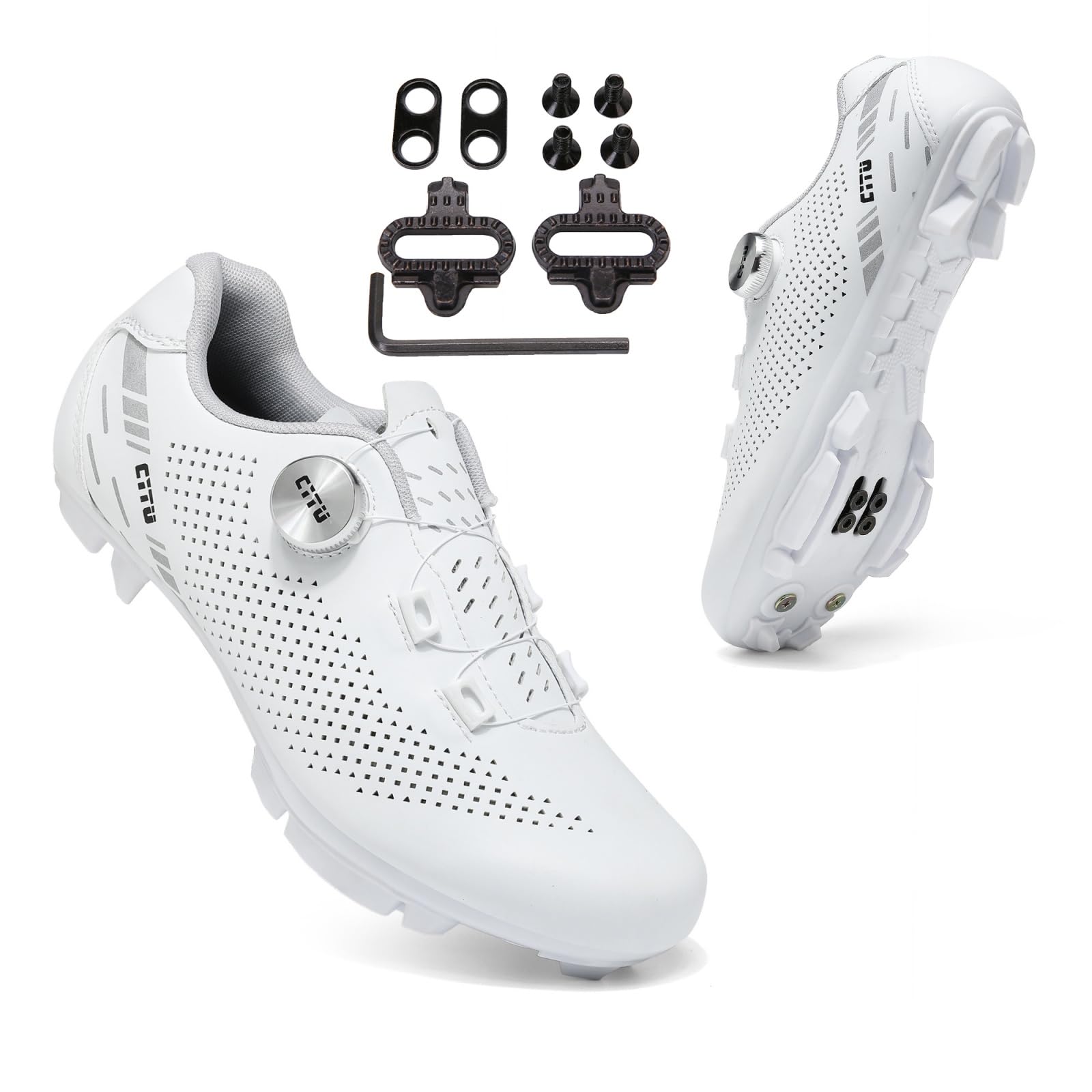JiuQing Mountainbike Schuhe für Damen Herren Mit SPD Cleats 2 Loch Flatpedal Indoor MTB Fahrradschuhe