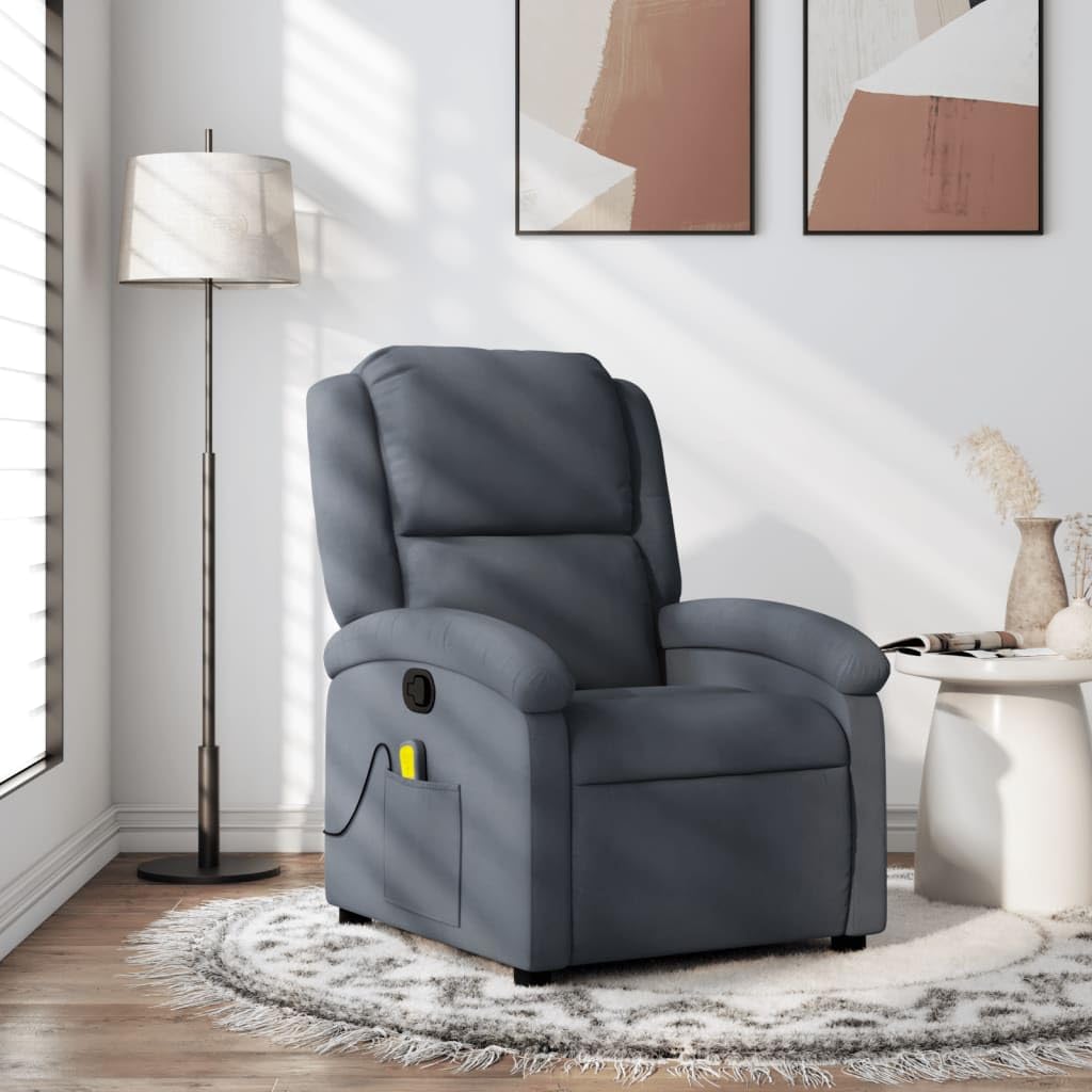 IKAYAA Sillón Masaje Reclinable Sillón Masaje Eléctrico Sillon Relax Reclinable Sillon Reclinable Manual Sillón Relax de Terciopelo, con Prácticos Bolsillo, Gris Oscuro
