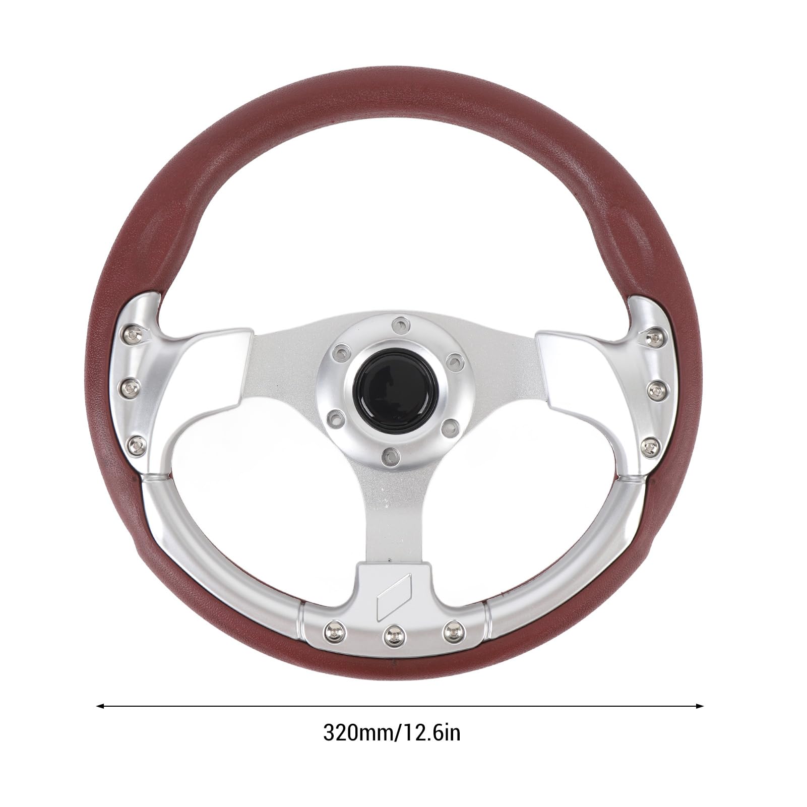 Volante 13 Pollici, Volante Stile in Pelle PU con Raggi in Alluminio, Volante Sportivo Universale per Auto a 6 Bulloni (SILVER)