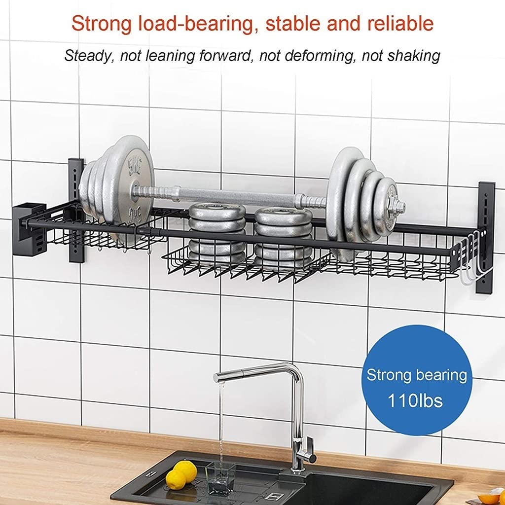 Escurridor de platos ajustable para fregadero – Escurridor de pared Capaci con soporte para sil, para cocina eficiente, color negro h