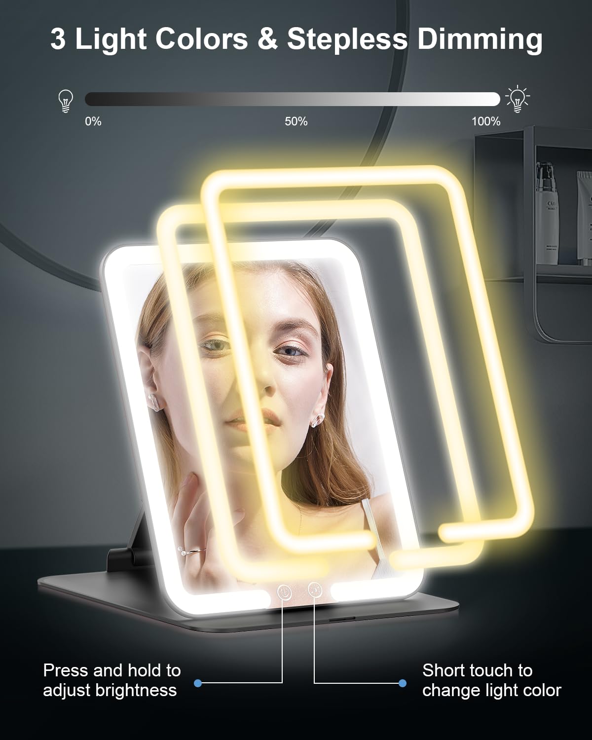 Gospire Travel Makeup Mirror with Lights and Magnification 10X - Image 4