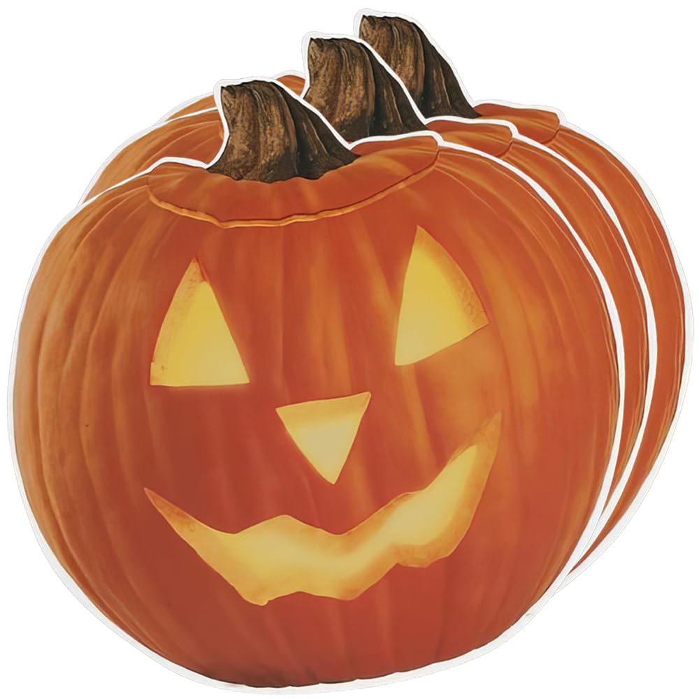 Unique Industries Pumpkin Glow Window Decal Clings | Assorted Sizes | 3 Pcs, 1 ct, Multicolor