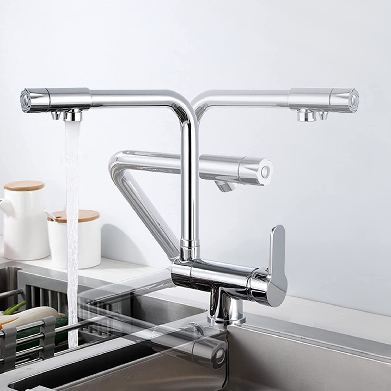 Grifo de cocina de 3 vías, grifo de filtro giratorio de 360° para sistemas de ósmosis, diseño 3 en 1, grifo de fregadero de cocina de alta calidad, fácil instalación, perfecto para uso doméstico