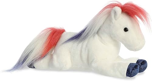 Aurora Adorable Flopsie Banner - Animal de peluche con diseño de caballo, facilidad para jugar, compañeros intemporales, color blanco, 12 pulgadas