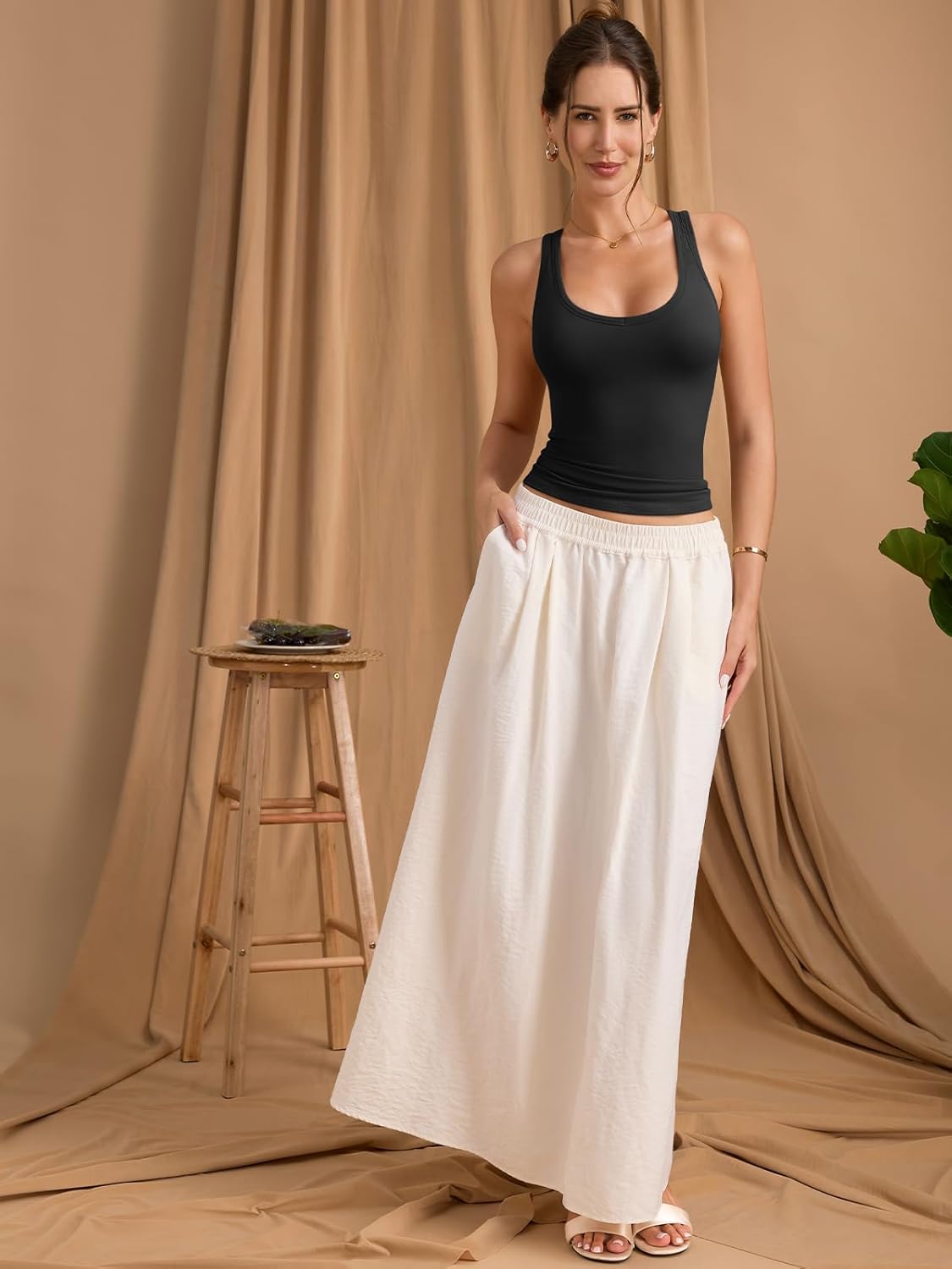 PINKMSTYLE Women Padded Tank Tops Scoop Neck Double Lined Sleeveless with Built in Bras Shirts Slim Basic Summer Clothing - Image 3