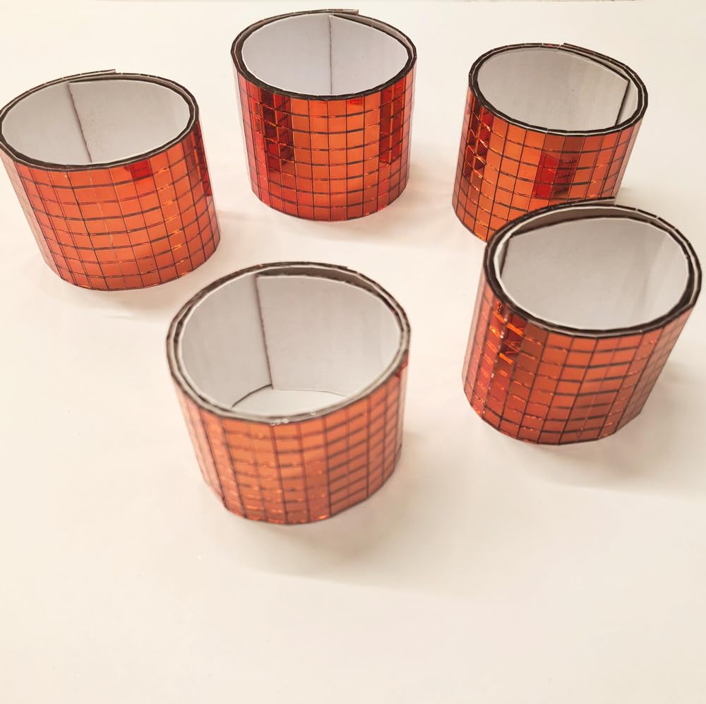 Orange Self-Adhesive Glass Mirror Mosaic,2400Pcs 5x5mm Mirror Tiles for DIY Disco Ball, Cowboy Hat, Vase, Bottle, Interior Decoration