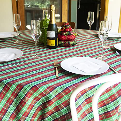 Toalha de Mesa de Natal Xadrez Verde e Vermelha. Linda Toalha de Natal Tecido Nobre, Encorpado e de