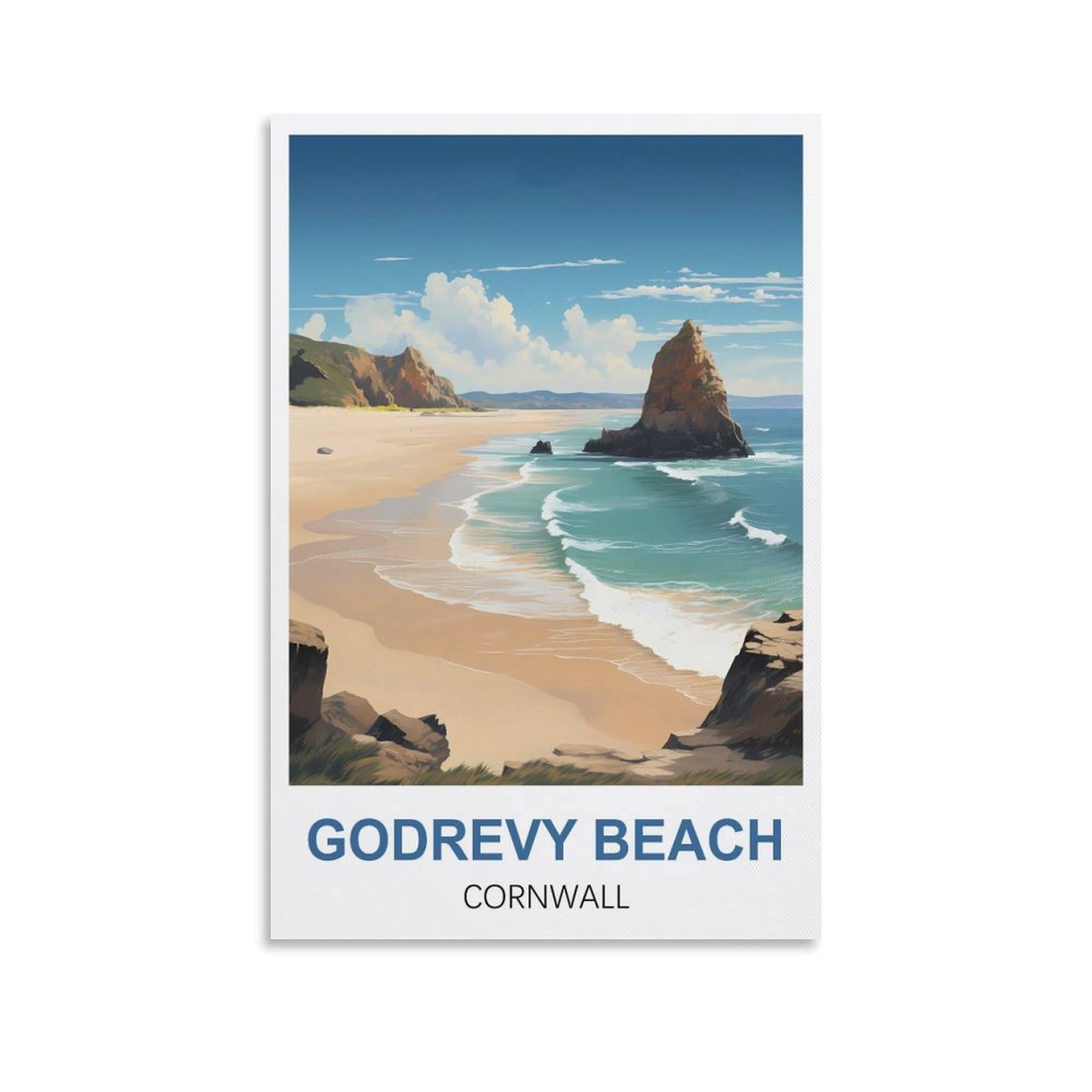 EZMLFA 5D Diamond Art Kits for Beginner,Godrevy Beach Cornwall,Beginners,DIY Full Round Drill Diamond Dot Gem Art Kits for Adults,Crafts for Decor 40x40cm